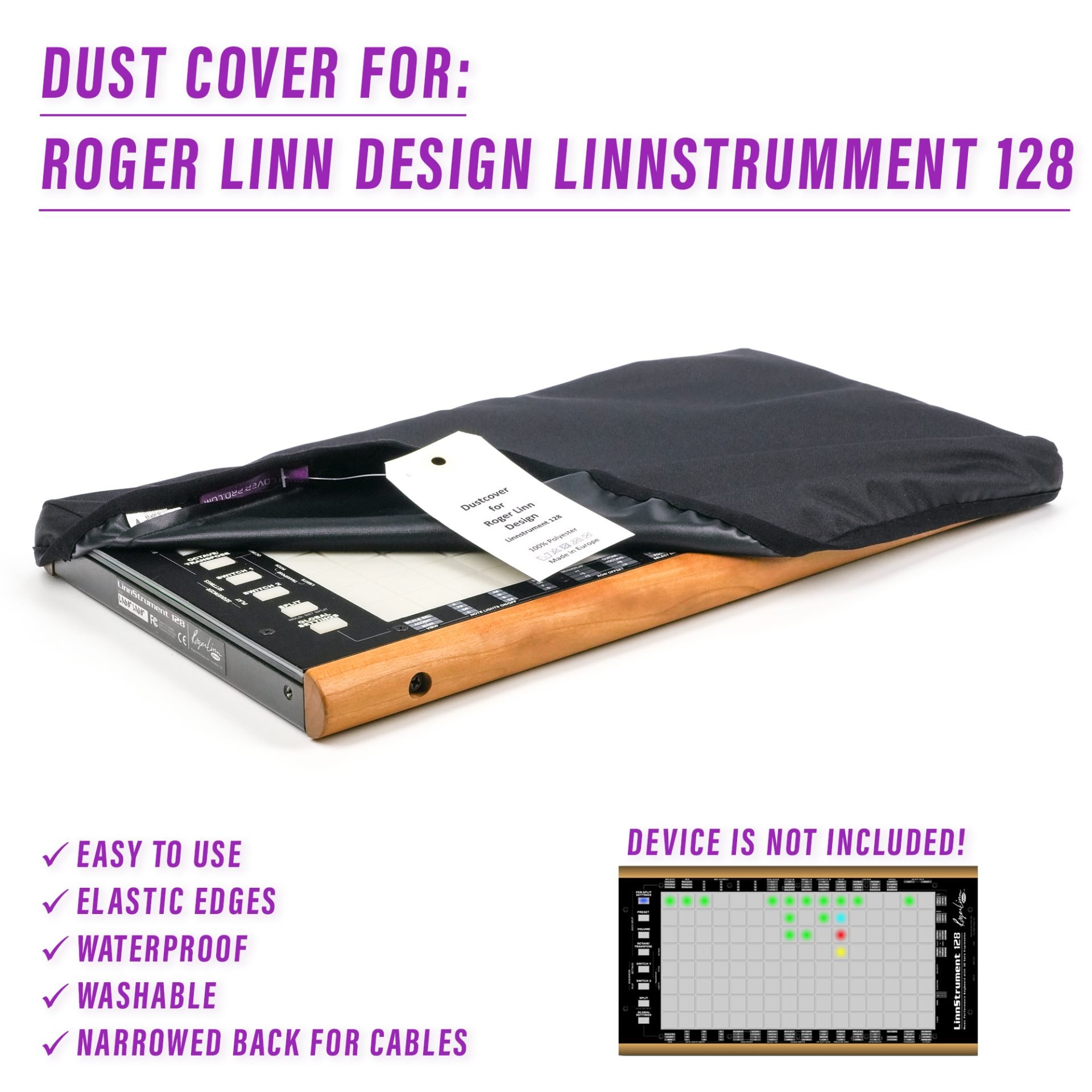 dust cover dustcover dustcoverpro elastic LINNSTRUMENT 128 ROGER LINN DESIGN synth synth protection water resistant waterproof
