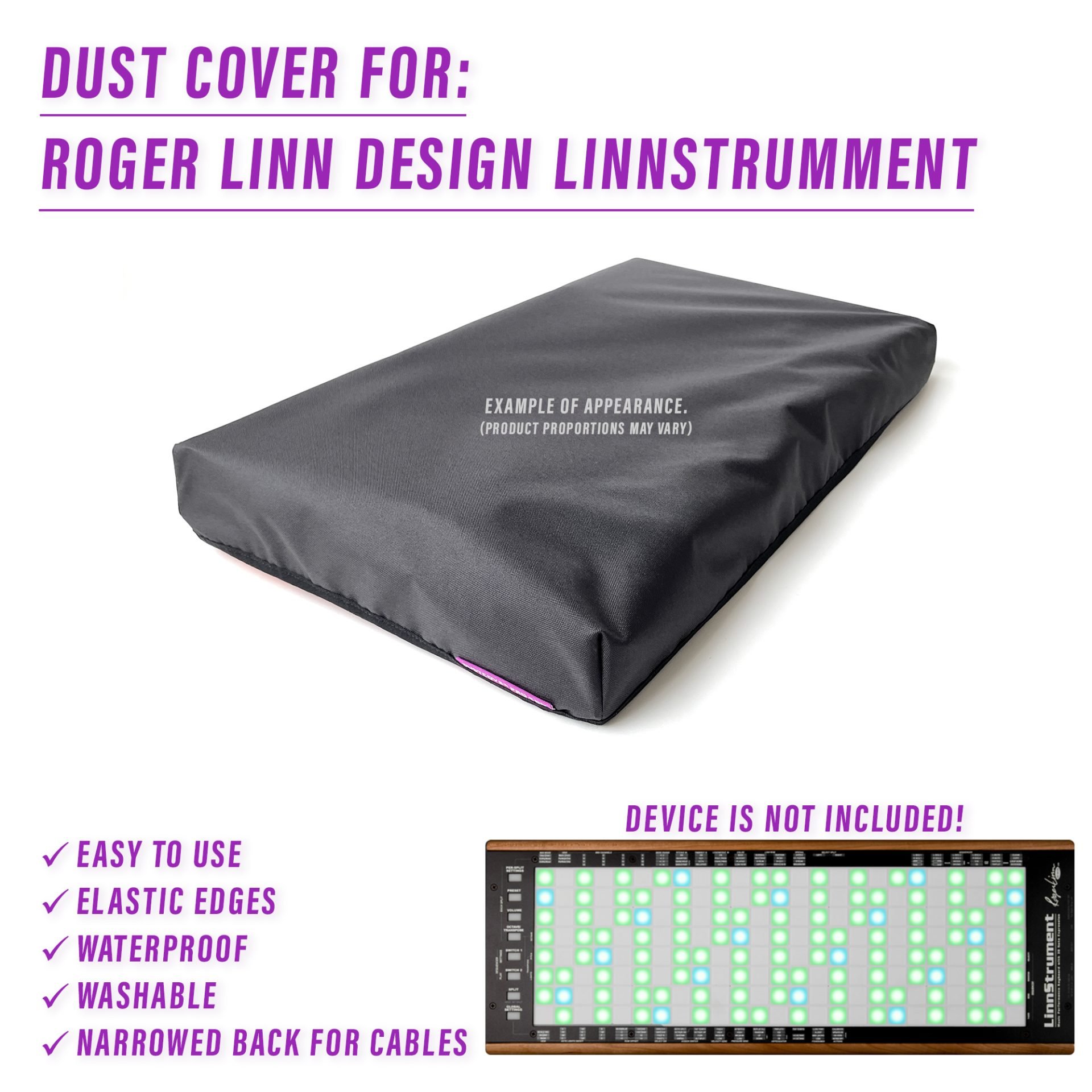 dust cover dustcover dustcoverpro elastic ROGER LINN DESIGN synth synth protection water resistant waterproof LINNSTRUMENT ROGER LINN DESIGN LINNSTRUMENT