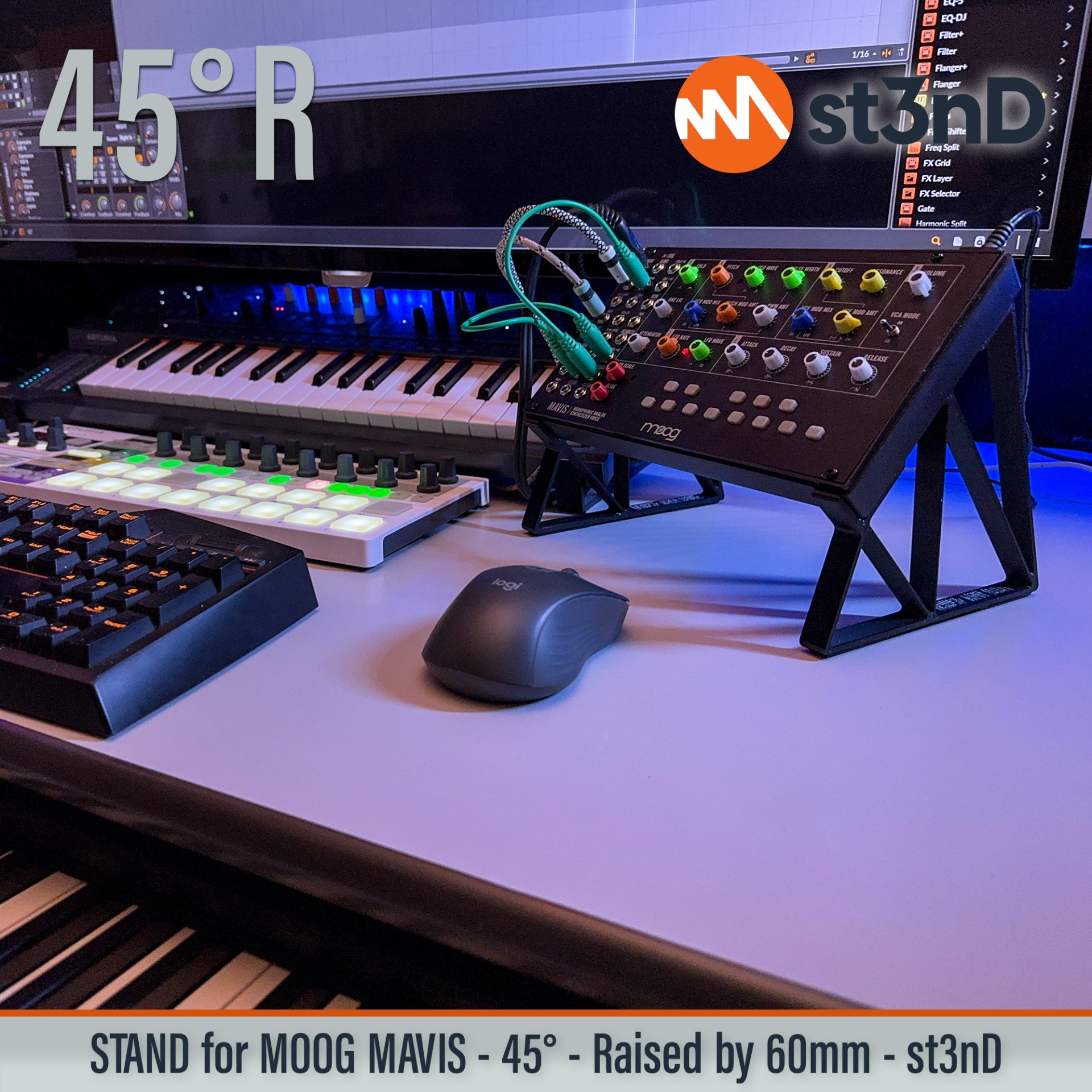 desktop synth mavis MOOG moog mavis Moog SemiModular portable st3nD stable stand strong sturdy tilted raised stand raised elevated
