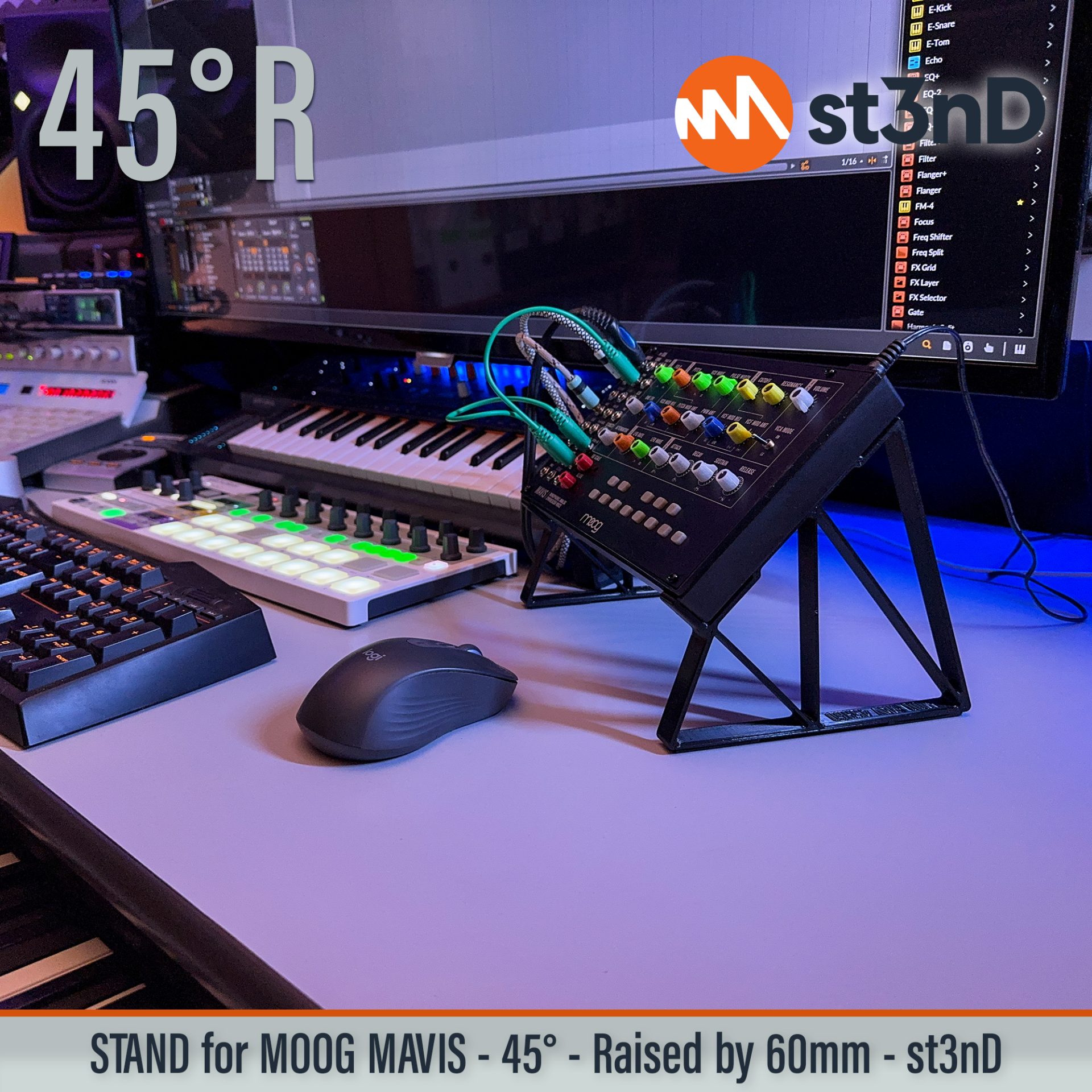 desktop synth mavis MOOG moog mavis Moog SemiModular portable st3nD stable stand strong sturdy tilted raised stand raised elevated