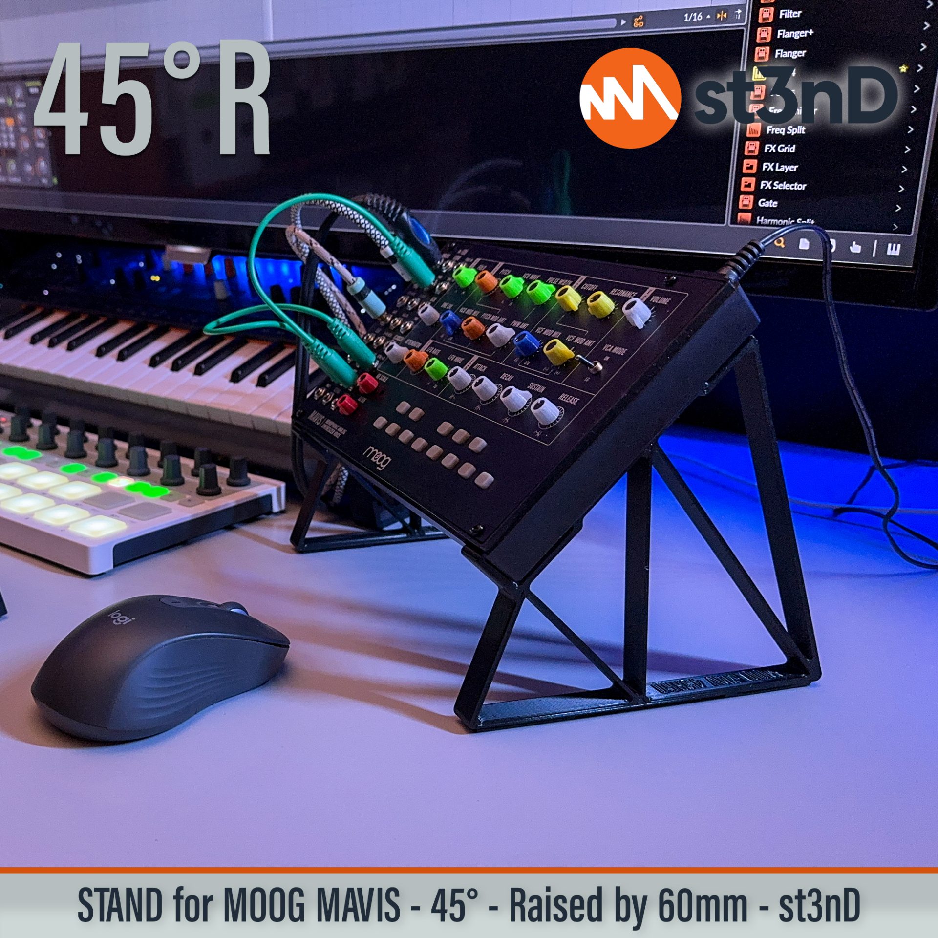 desktop synth mavis MOOG moog mavis Moog SemiModular portable st3nD stable stand strong sturdy tilted raised stand raised elevated