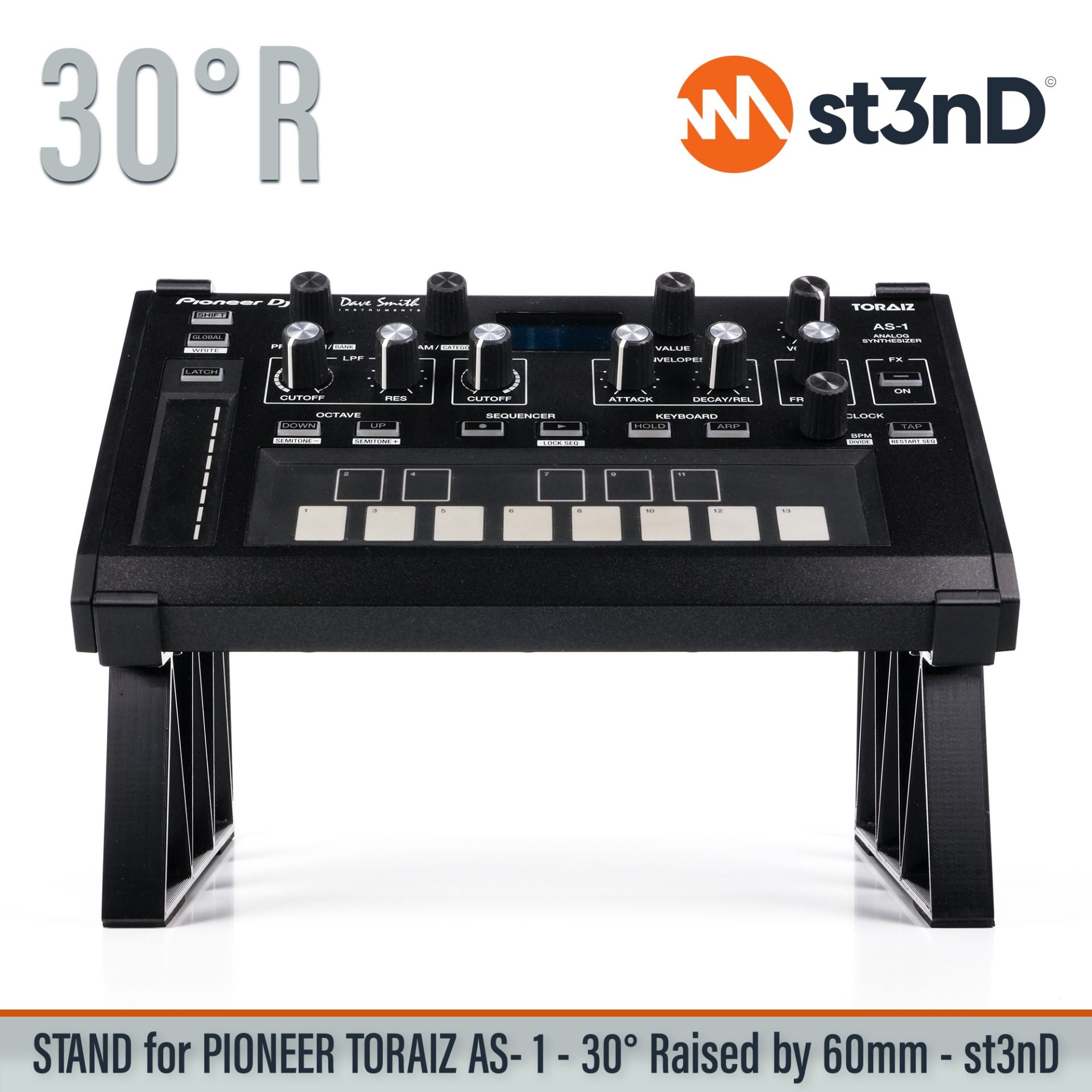 raised analog synth as-1 as1 dj equipment Pioneer DJ pioneer dj toraiz portable sampler st3nD stable stand strong sturdy tilted Toraiz AS-1