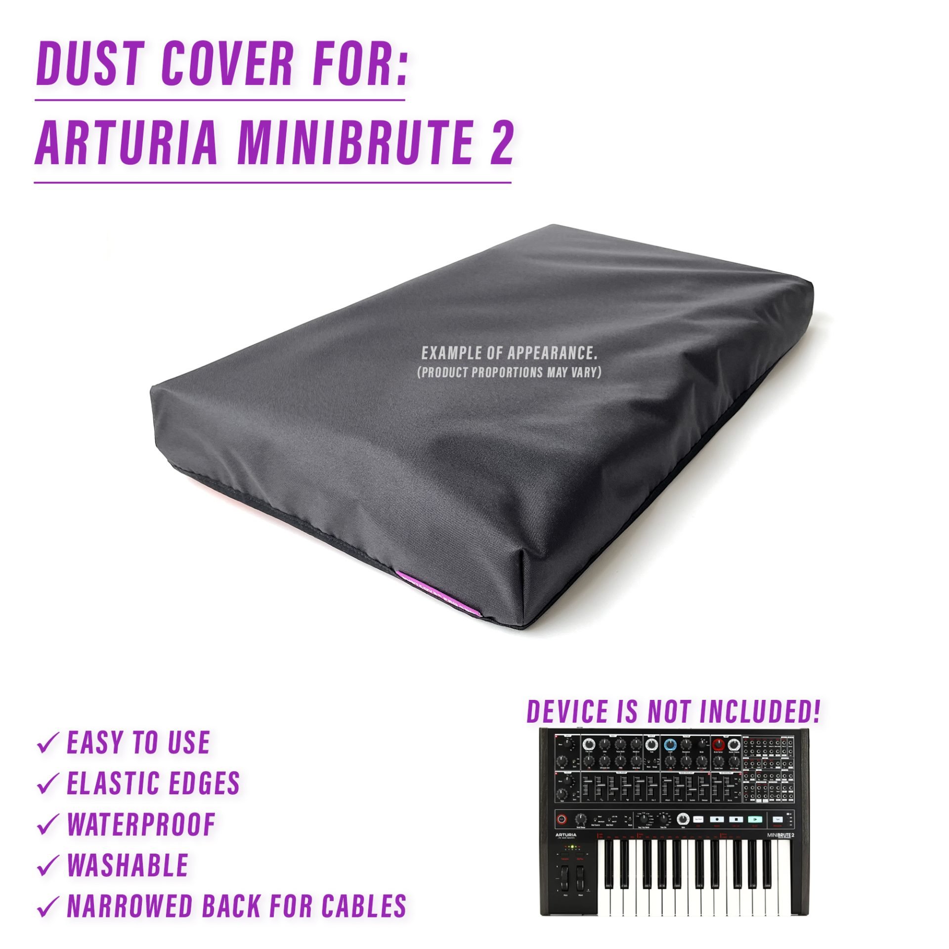 dust cover dustcover dustcoverpro elastic synth synth protection water resistant waterproof Arturia MiniBrute 2 Arturia MiniBrute 2
