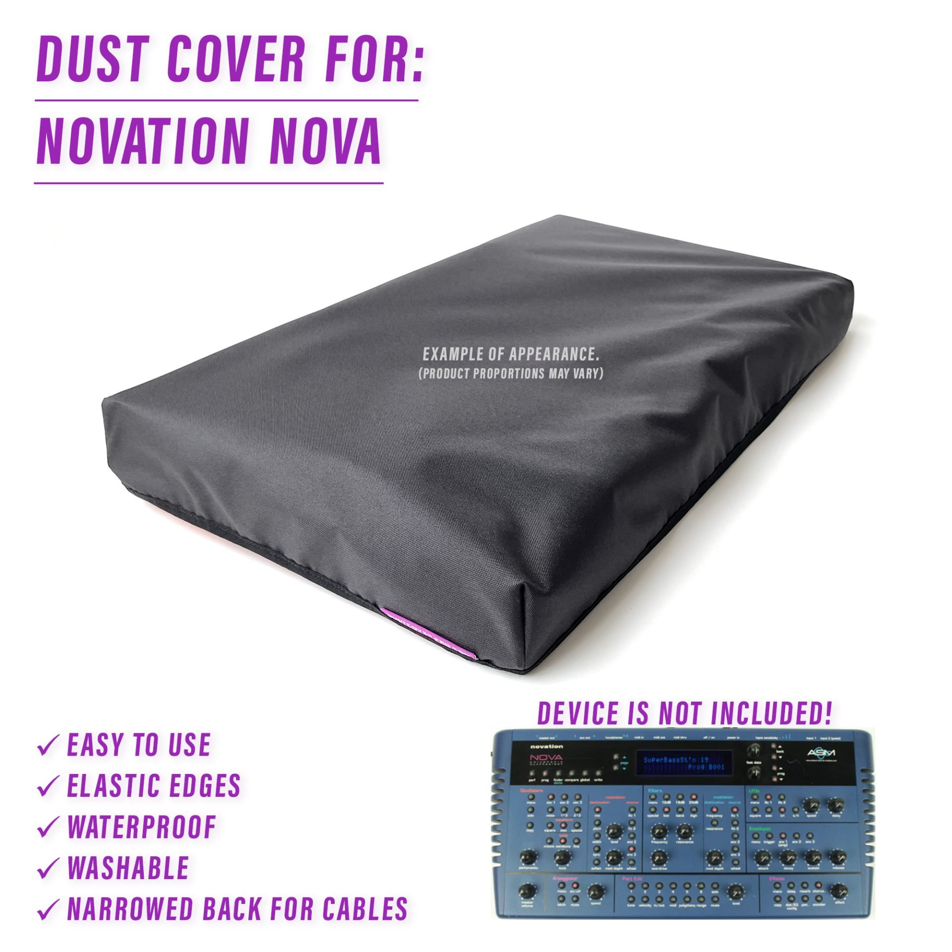 dust cover dustcover dustcoverpro elastic synth synth protection water resistant waterproof novation nova novation nova