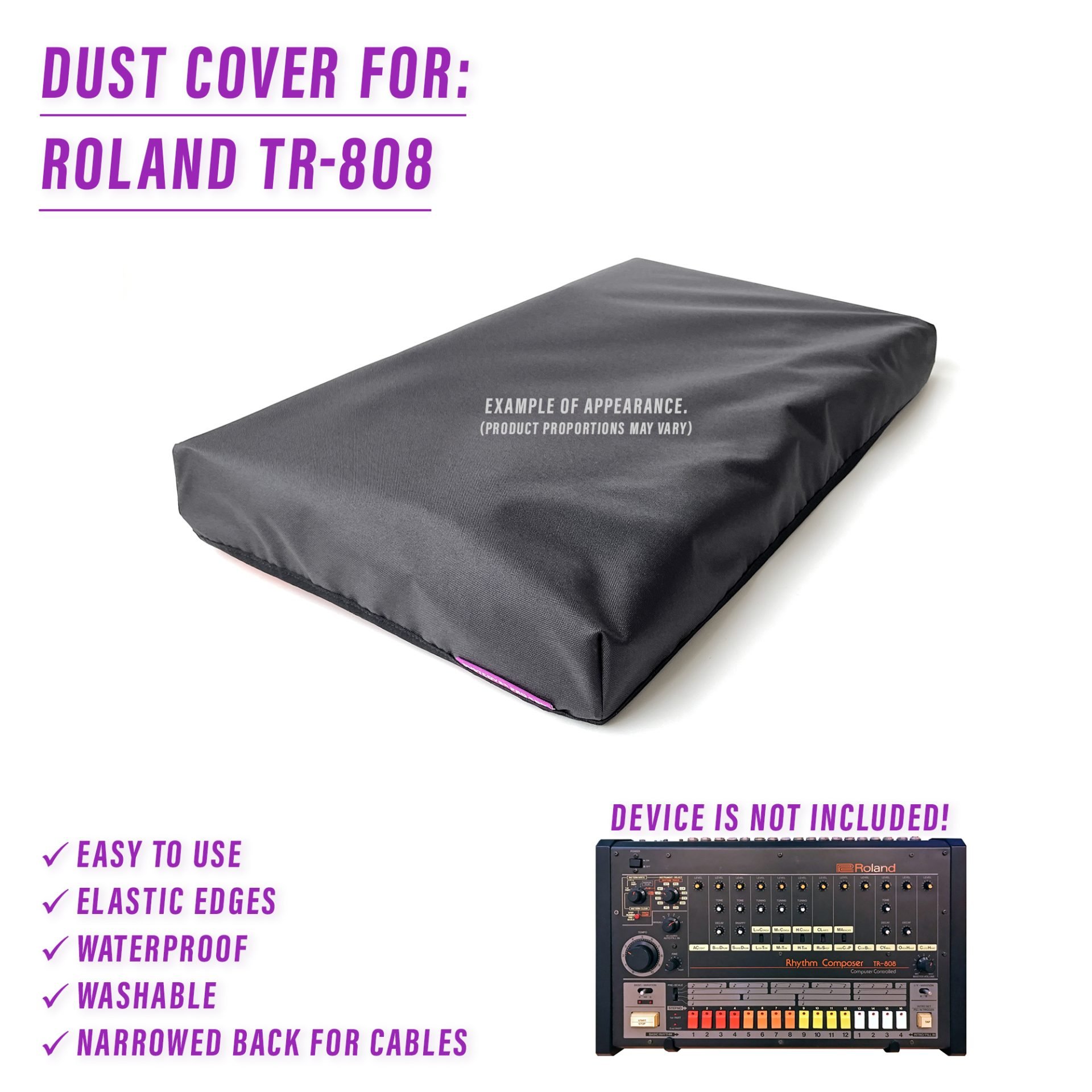 dust cover dustcover dustcoverpro elastic synth synth protection water resistant waterproof Roland TR-808 Roland TR-808