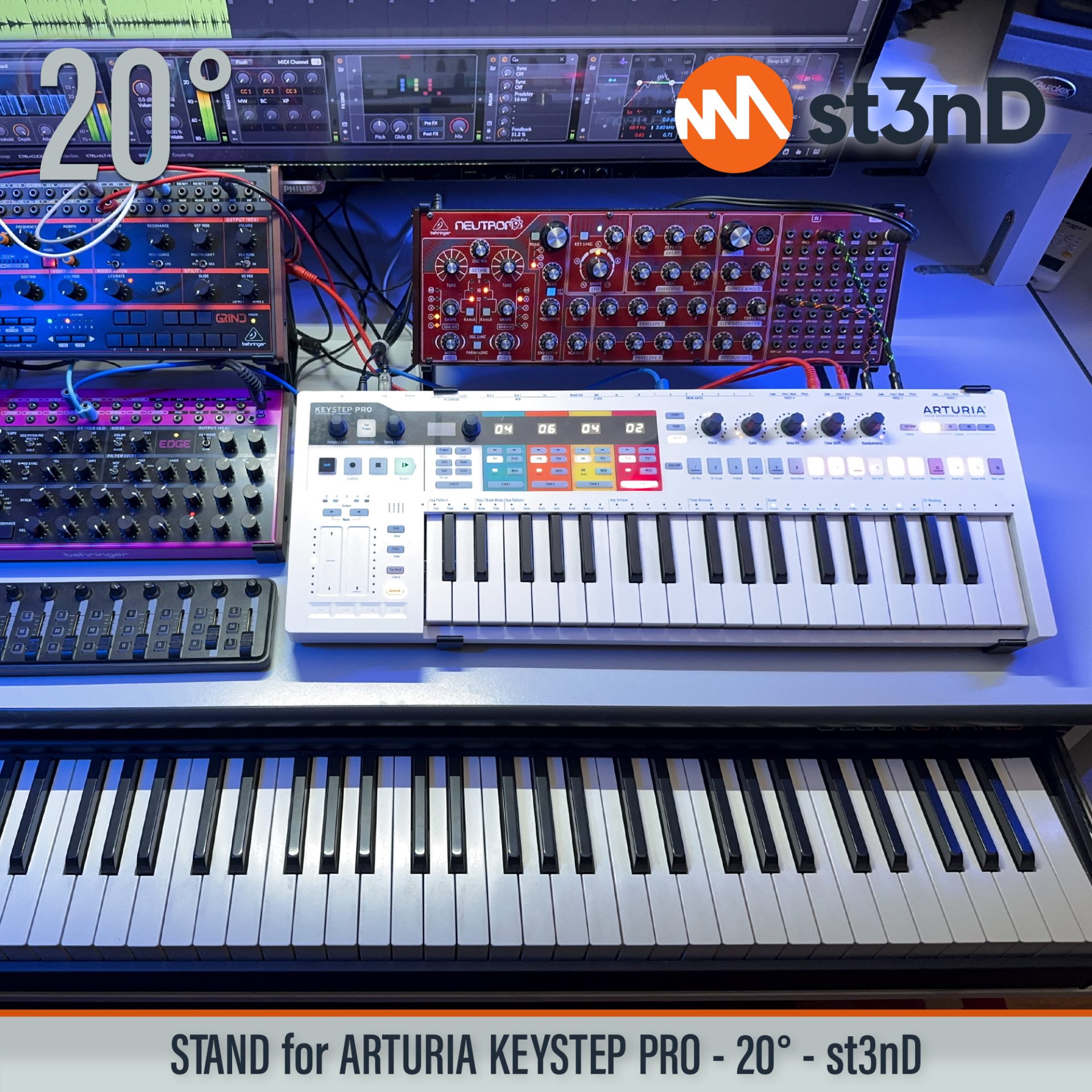 arturia daw portable sequencer st3nD stable stand strong sturdy synth accessory tilted eurorack sequencer Arturia KeyStep Pro KeyStep Pro daw controller semi modular keys midi controller eurorack controller