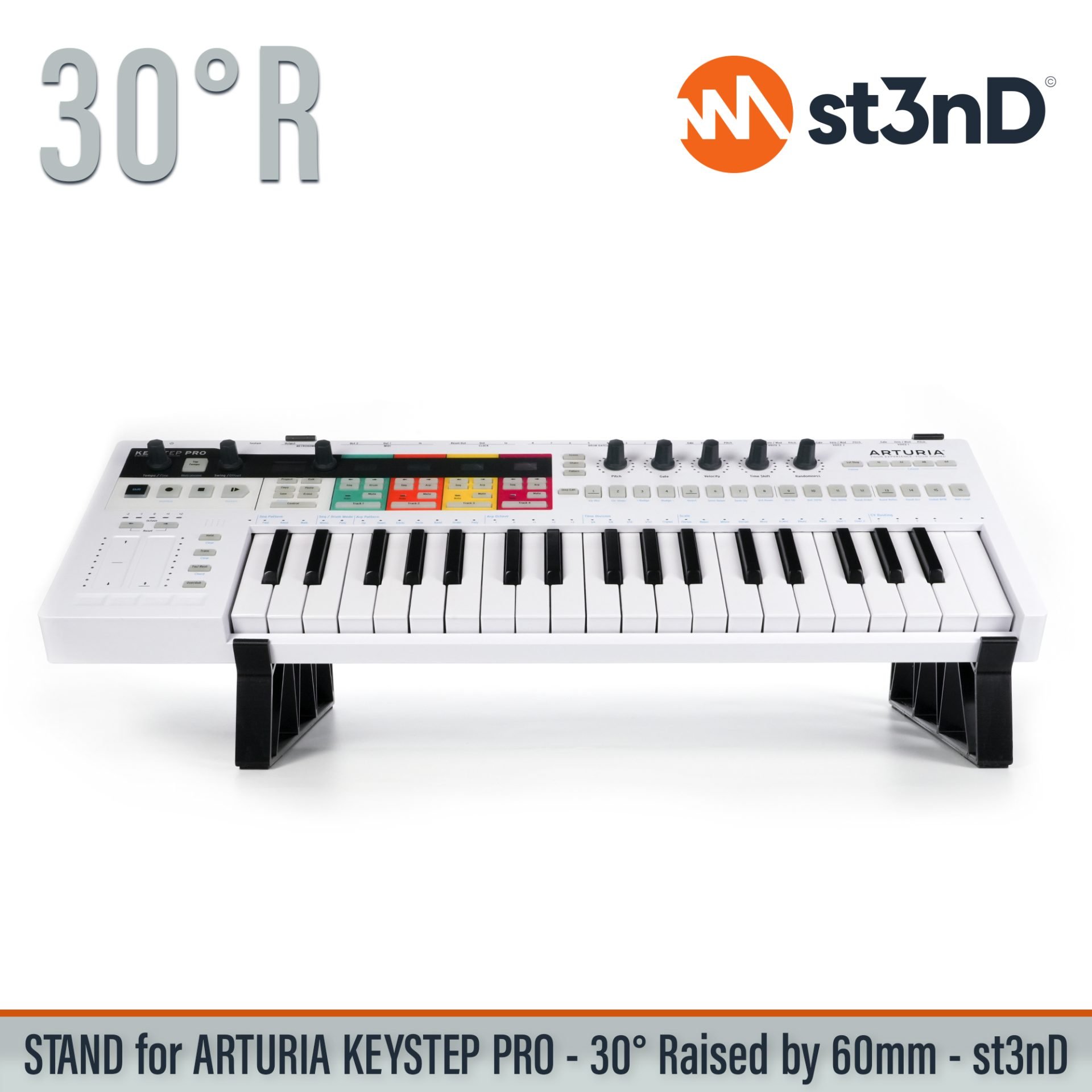 arturia ARTURIA Keystep Pro daw daw controller eurorack controller eurorack sequencer Keystep Pro midi controller polyphonic sequencing controller polyphonic sequencing keyboard portable semi modular keys sequencer st3nD stable stand strong sturdy synth accessory tilted