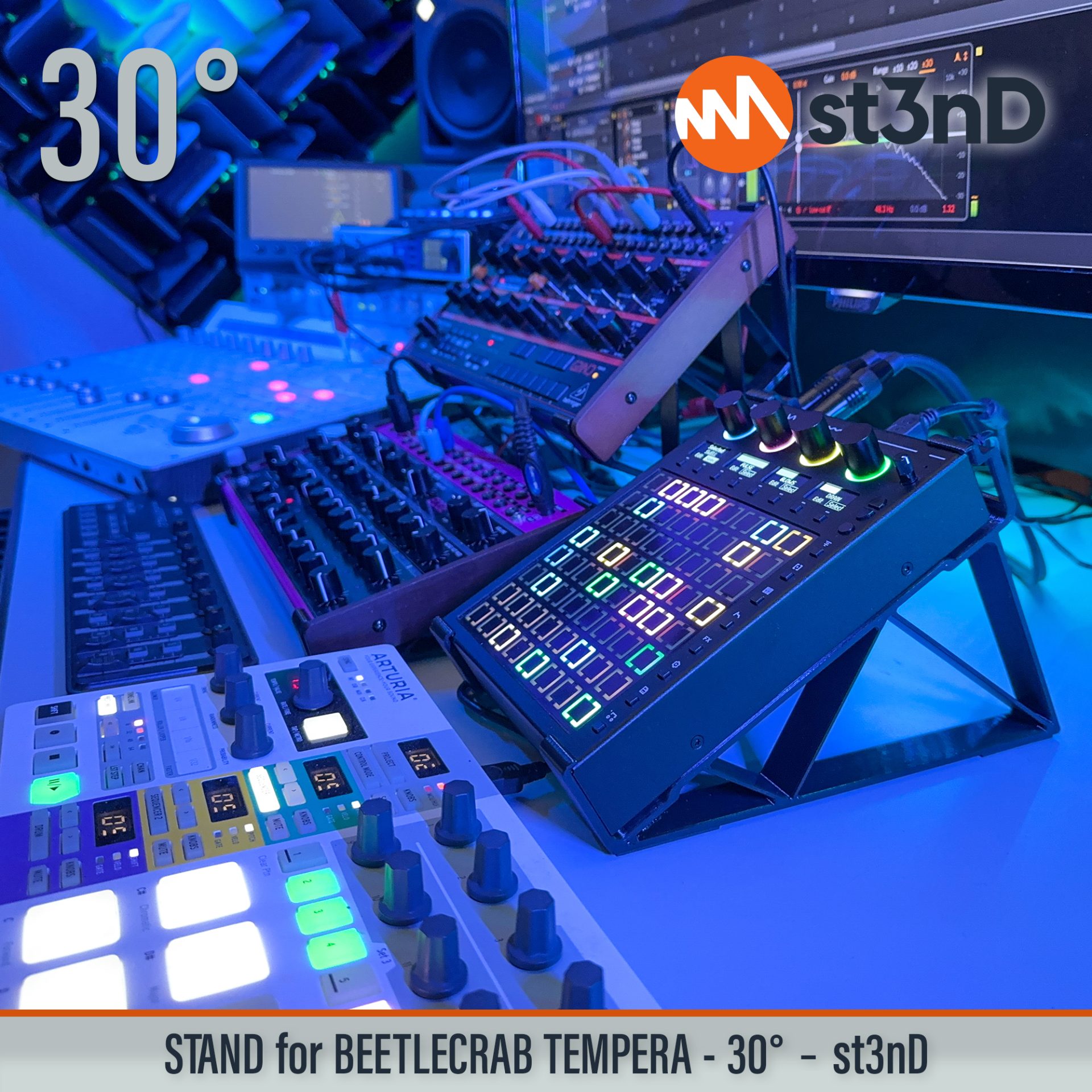 BEETLECRAB AUDIO BEETLECRAB TEMPERA controller Granular sampling instrument instrument accessory portable st3nD stable stand strong sturdy synth Tempera tilted