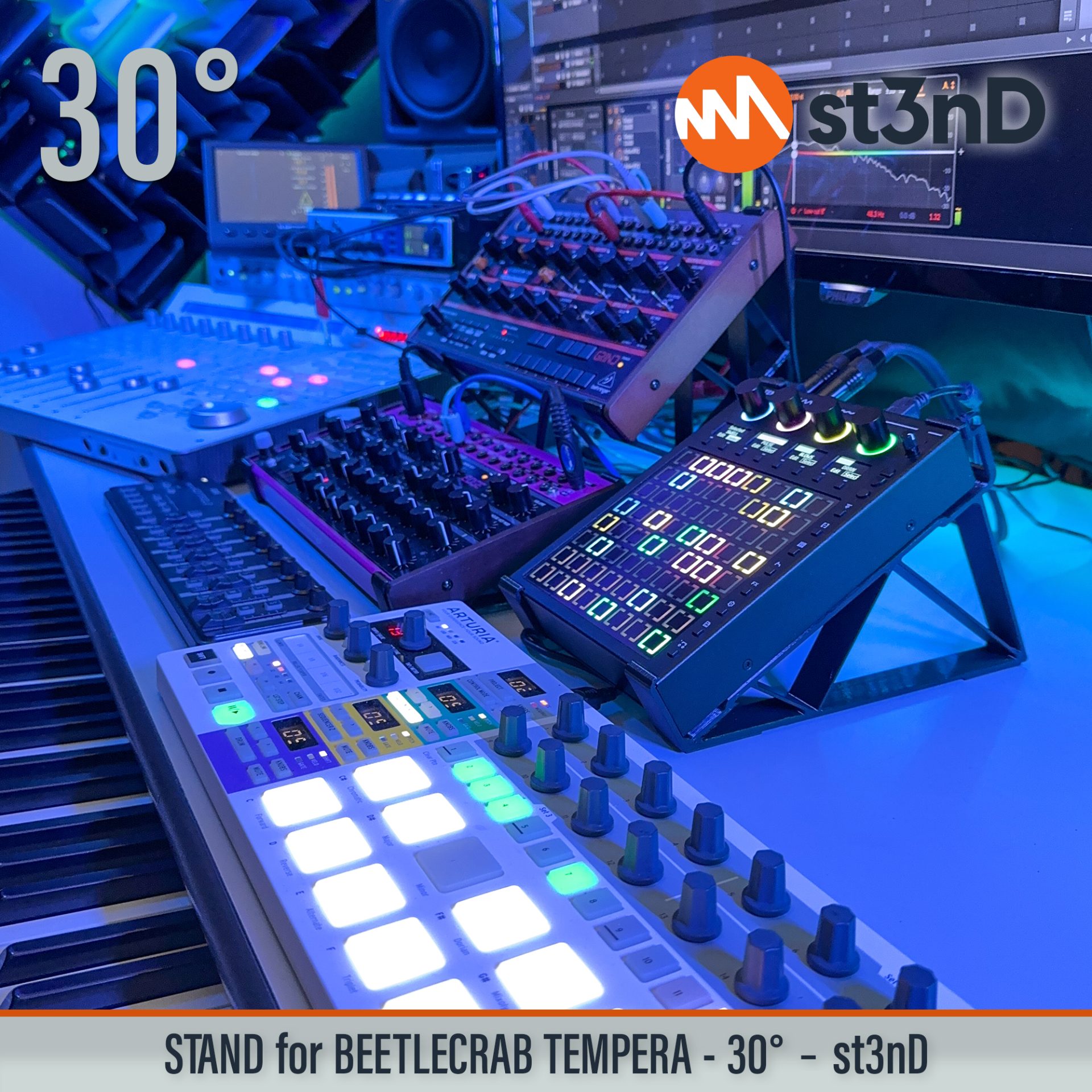 BEETLECRAB AUDIO BEETLECRAB TEMPERA controller Granular sampling instrument instrument accessory portable st3nD stable stand strong sturdy synth Tempera tilted