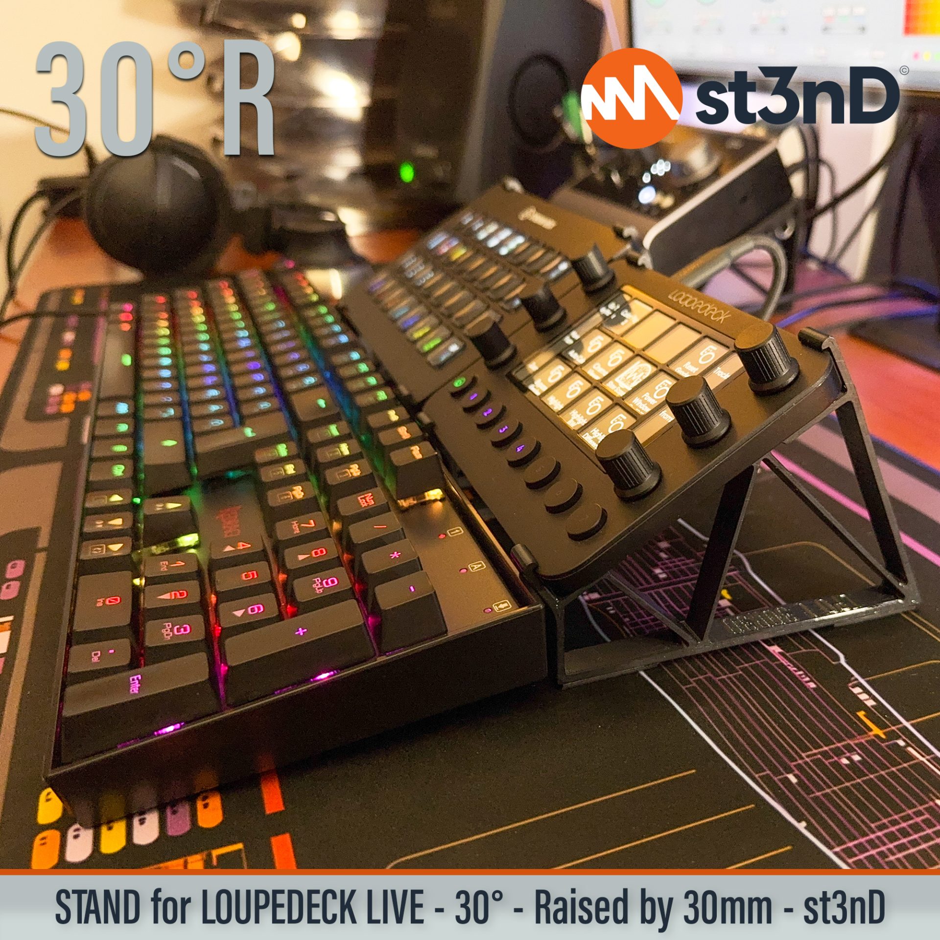 Loupedeck Live LOUPEDECK+ multi-purpose interface photoshop portable powerful interface st3nD stable stand strong sturdy tilted ultimate console for content creators ultimate console for streamers video editing