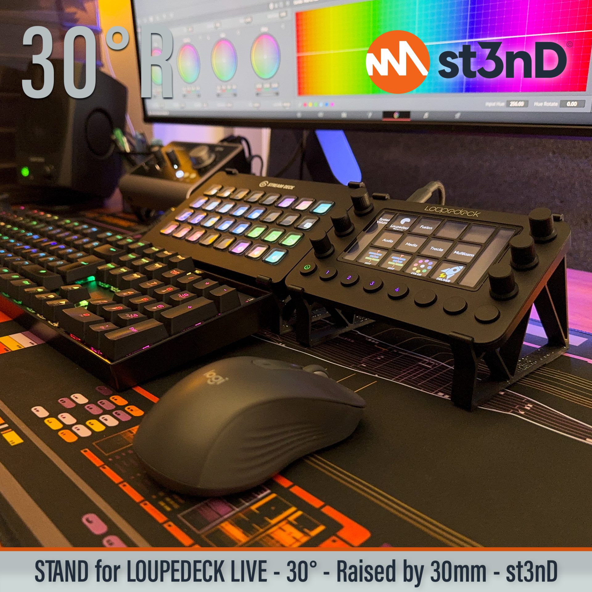 Loupedeck Live LOUPEDECK+ multi-purpose interface photoshop portable powerful interface st3nD stable stand strong sturdy tilted ultimate console for content creators ultimate console for streamers video editing