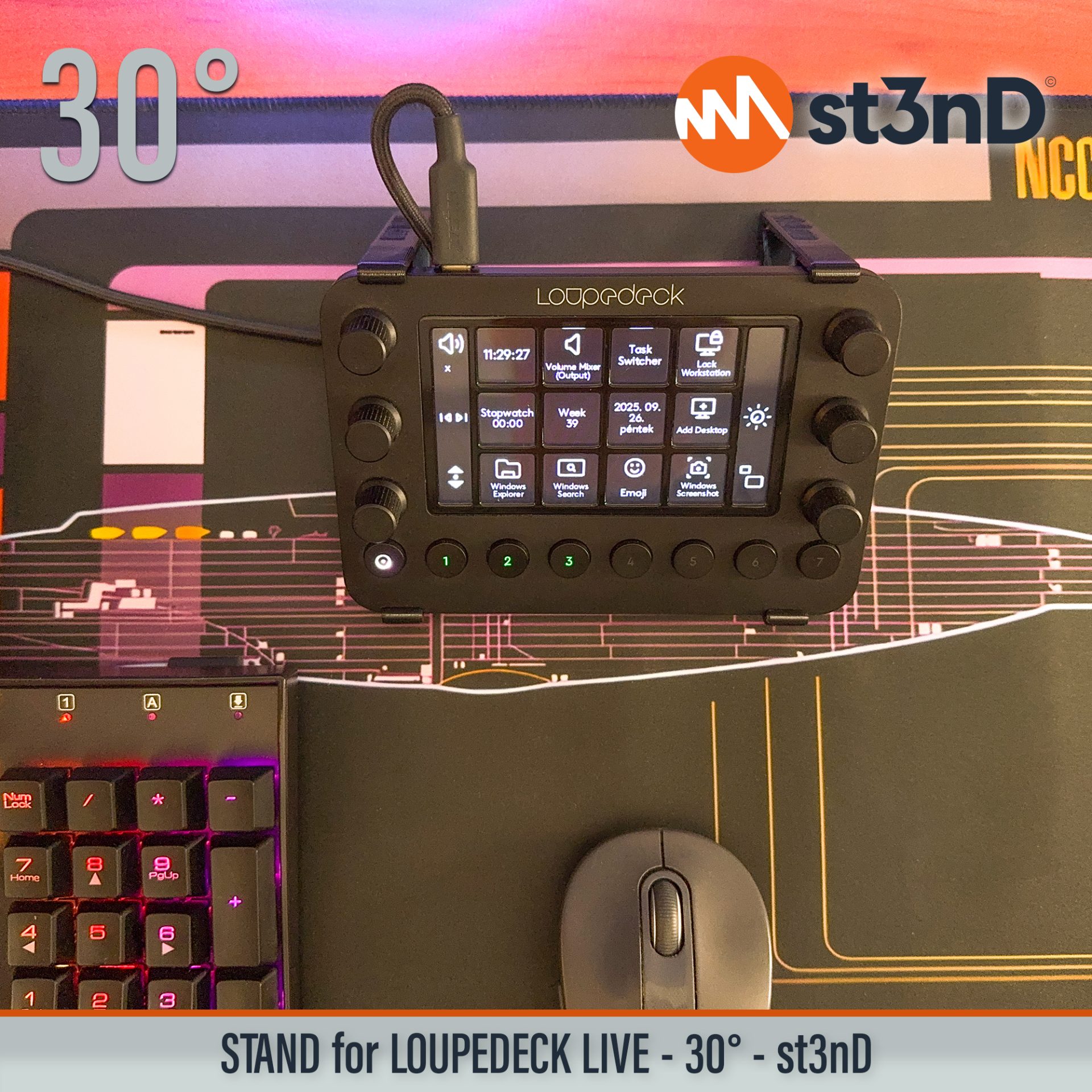 Loupedeck Live multi-purpose interface photoshop portable powerful interface st3nD stable stand strong sturdy tilted ultimate console for content creators ultimate console for streamers video editing Loupedeck