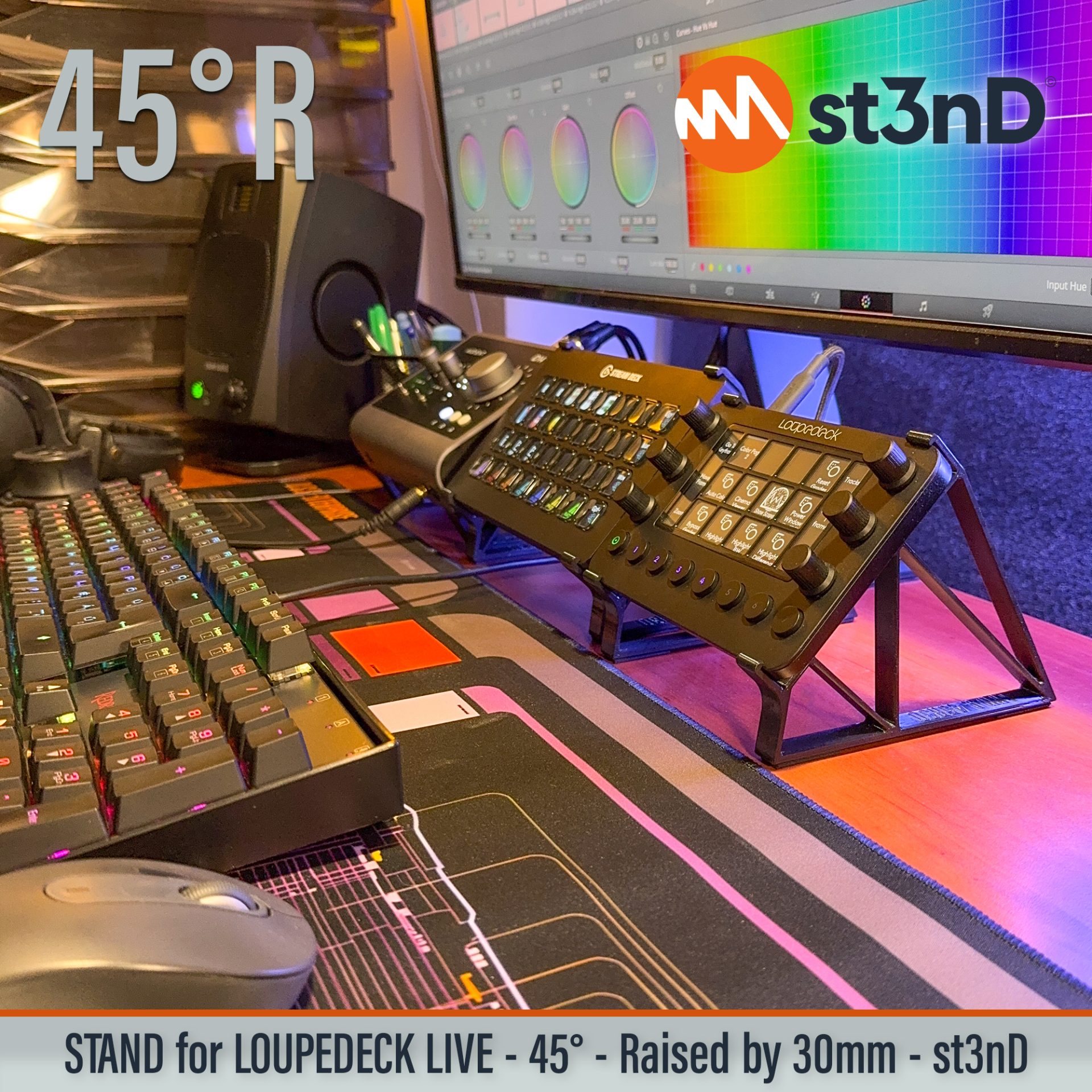 Loupedeck Live LOUPEDECK+ multi-purpose interface photoshop portable powerful interface st3nD stable stand strong sturdy tilted ultimate console for content creators ultimate console for streamers video editing