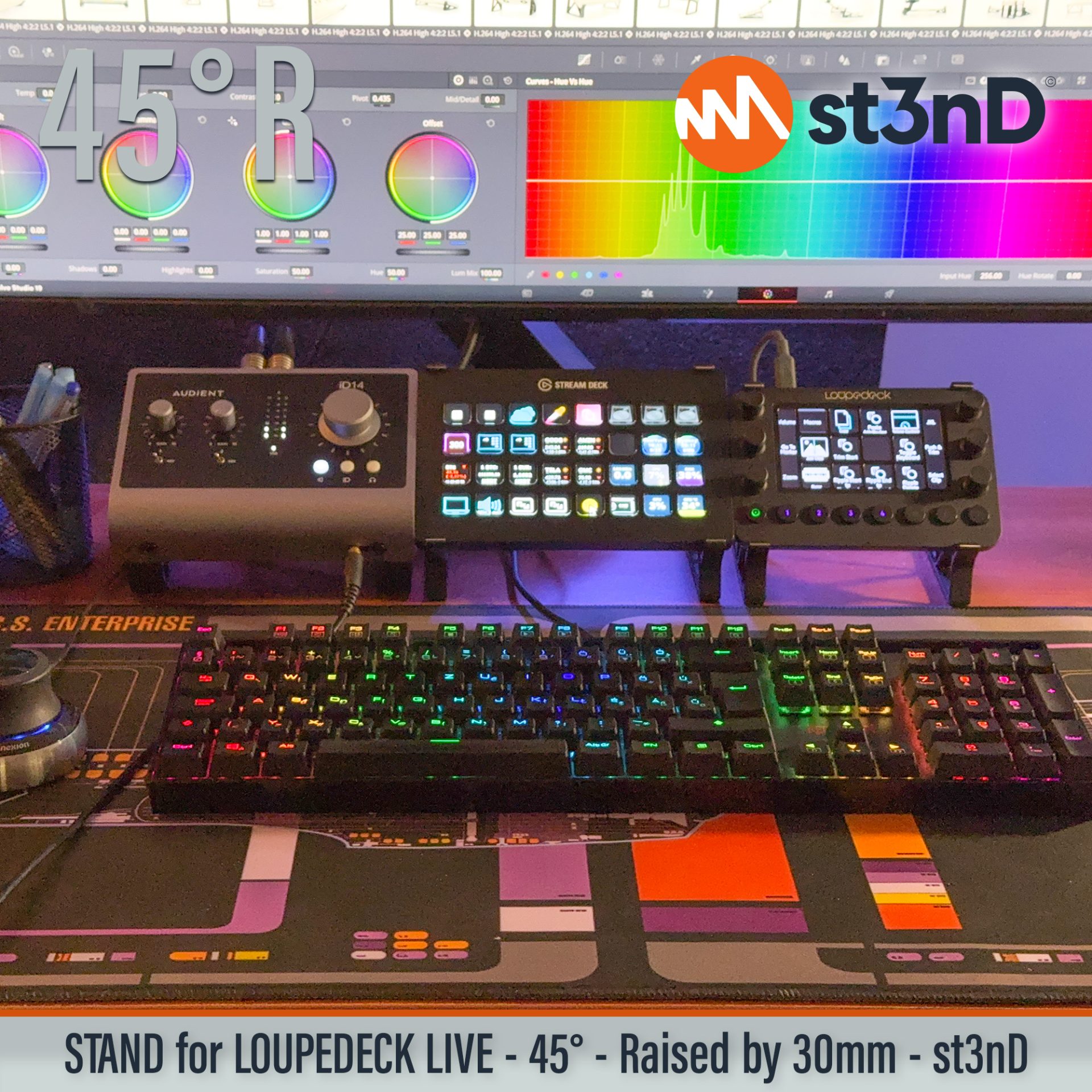 Loupedeck Live LOUPEDECK+ multi-purpose interface photoshop portable powerful interface st3nD stable stand strong sturdy tilted ultimate console for content creators ultimate console for streamers video editing