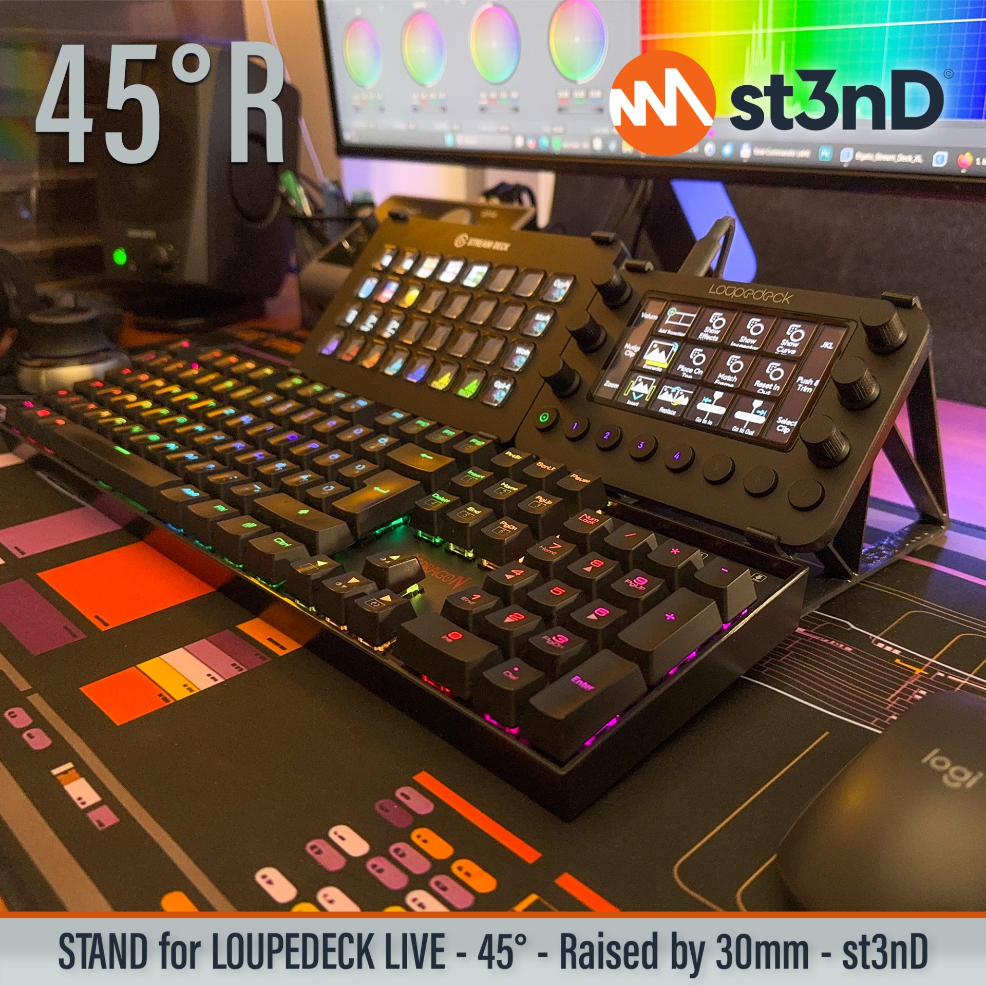 Loupedeck Live LOUPEDECK+ multi-purpose interface photoshop portable powerful interface st3nD stable stand strong sturdy tilted ultimate console for content creators ultimate console for streamers video editing