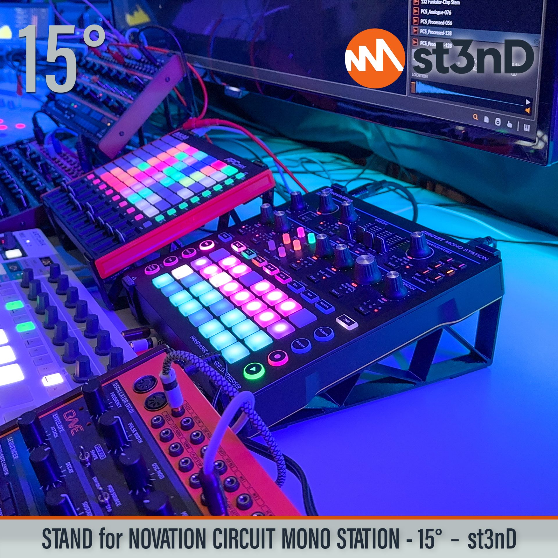 circuit controller instrument accessory novation NOVATION Circuit portable st3nD stable stand strong sturdy synth tilted NOVATION CIRCUIT MONO STATION paraphonic analogue synthesizer CIRCUIT MONO STATION