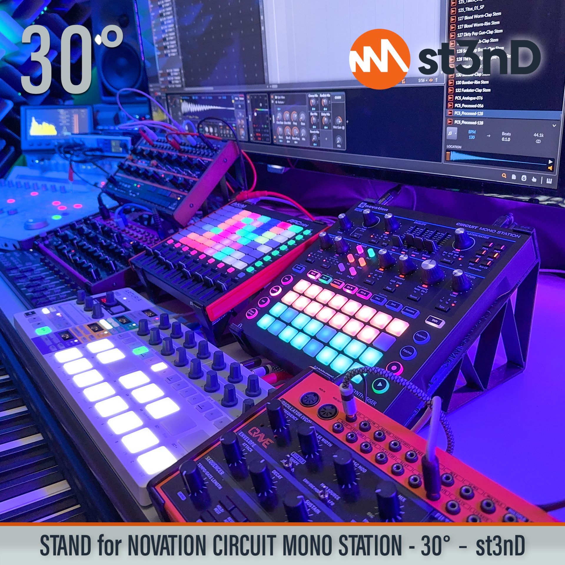 circuit Circuit Mono Station controller instrument accessory novation NOVATION Circuit Novation Circuit Mono Station paraphonic analogue synthesizer portable st3nD stable stand strong sturdy synth tilted