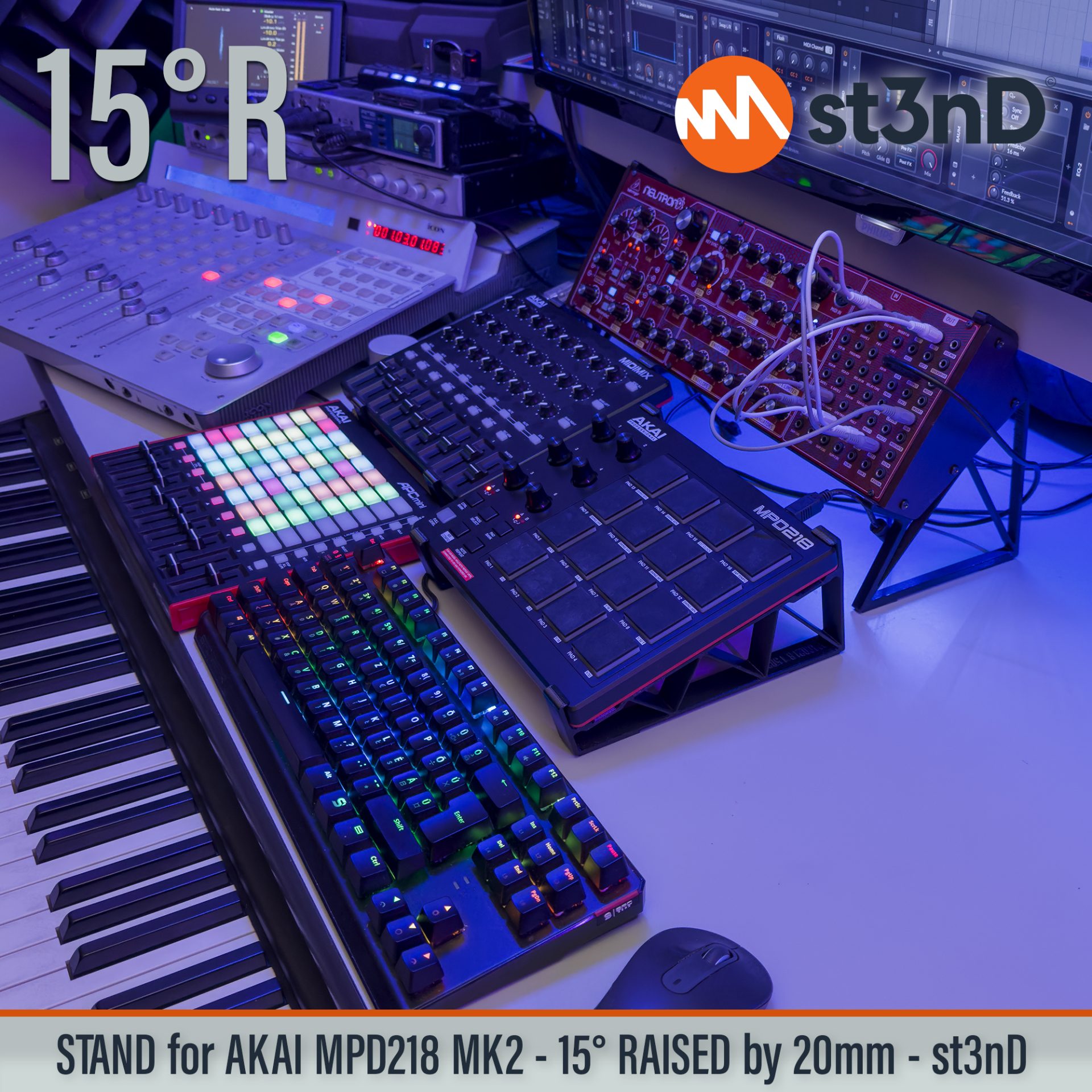 3d printed stand akai desktop stand st3nD stand akai mpd akai mpd218 mpd218 stand raised stand sturdy