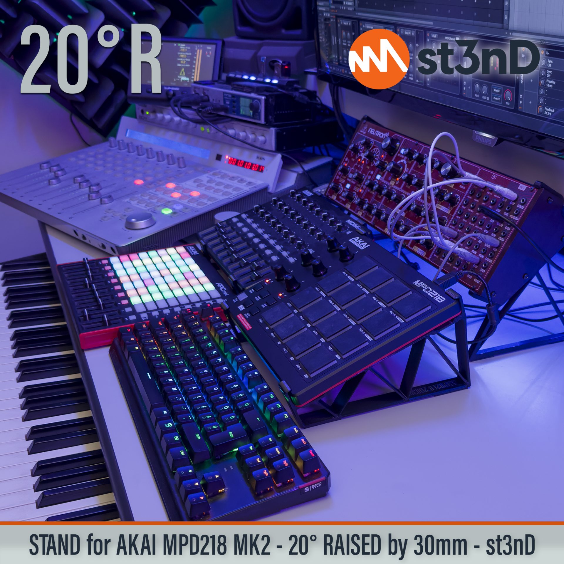 3d printed stand akai desktop stand st3nD stand akai mpd akai mpd218 mpd218 stand raised stand sturdy