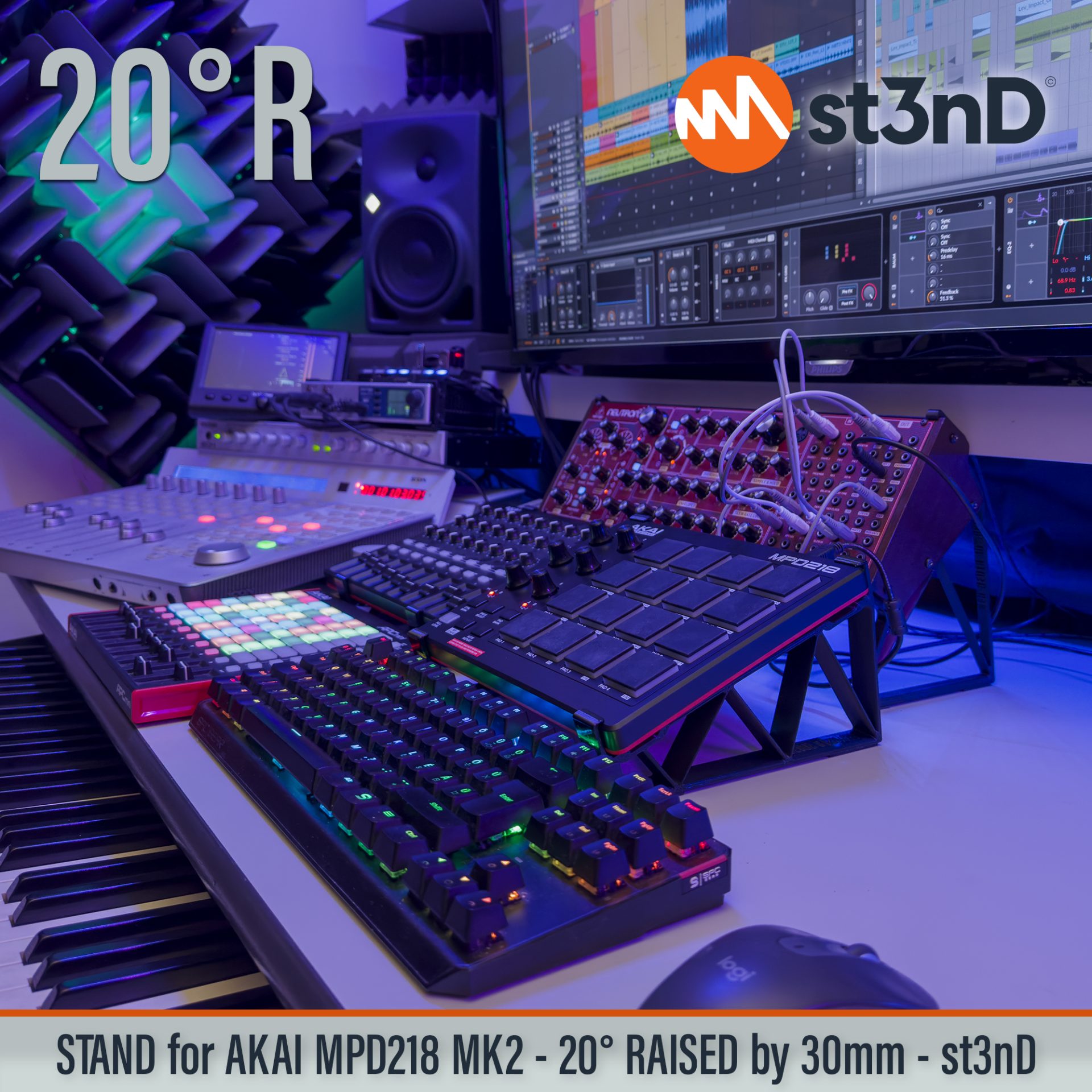 3d printed stand akai desktop stand st3nD stand akai mpd akai mpd218 mpd218 stand raised stand sturdy