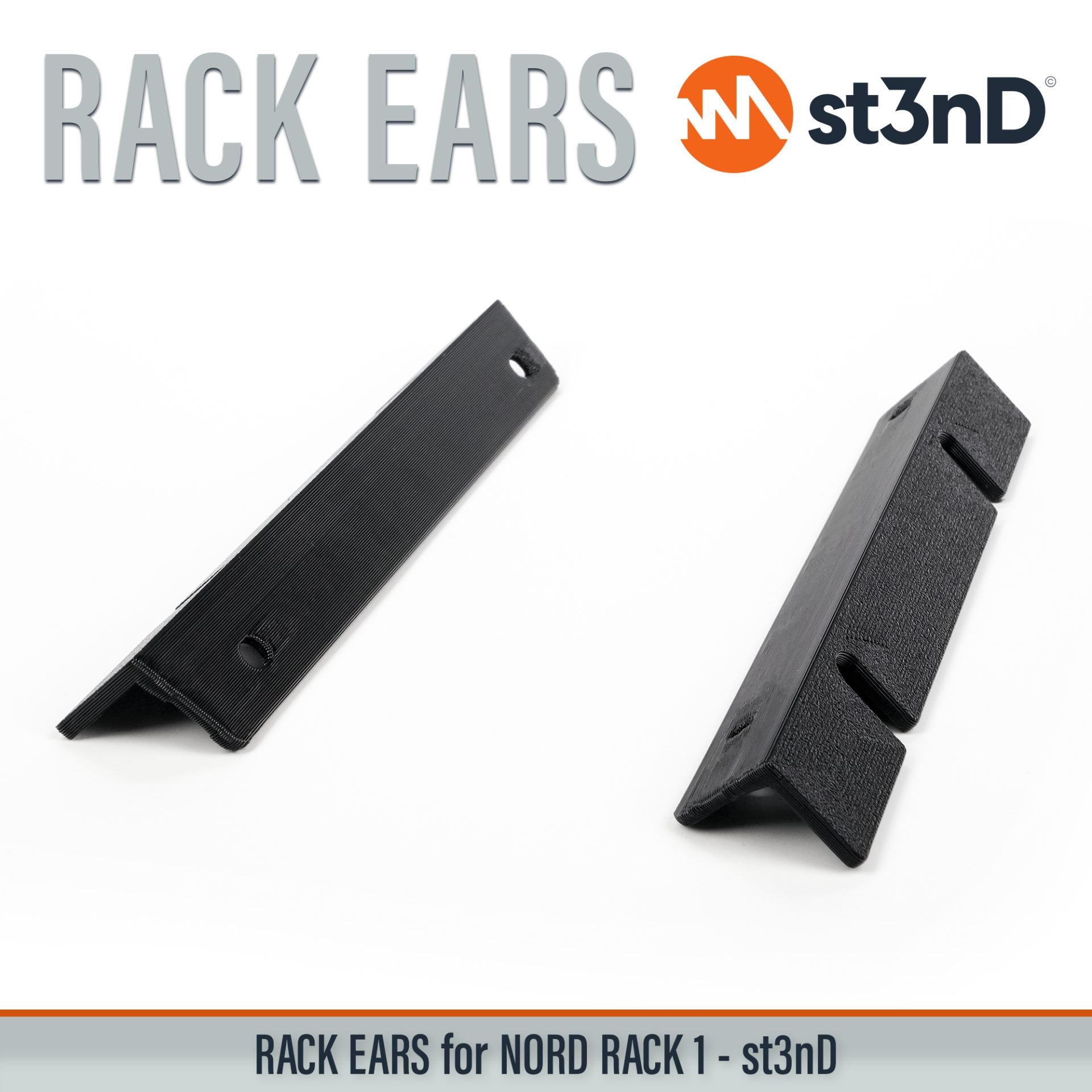 3D printed rack ears clavia CLAVIA NORD RACK 1 custom fit rack brackets custom rack ears NORD RACK RACK EARS rack mount brackets st3nD stable strong studio accessory studio gear accessories studio rack mount ears sturdy synth rack ears