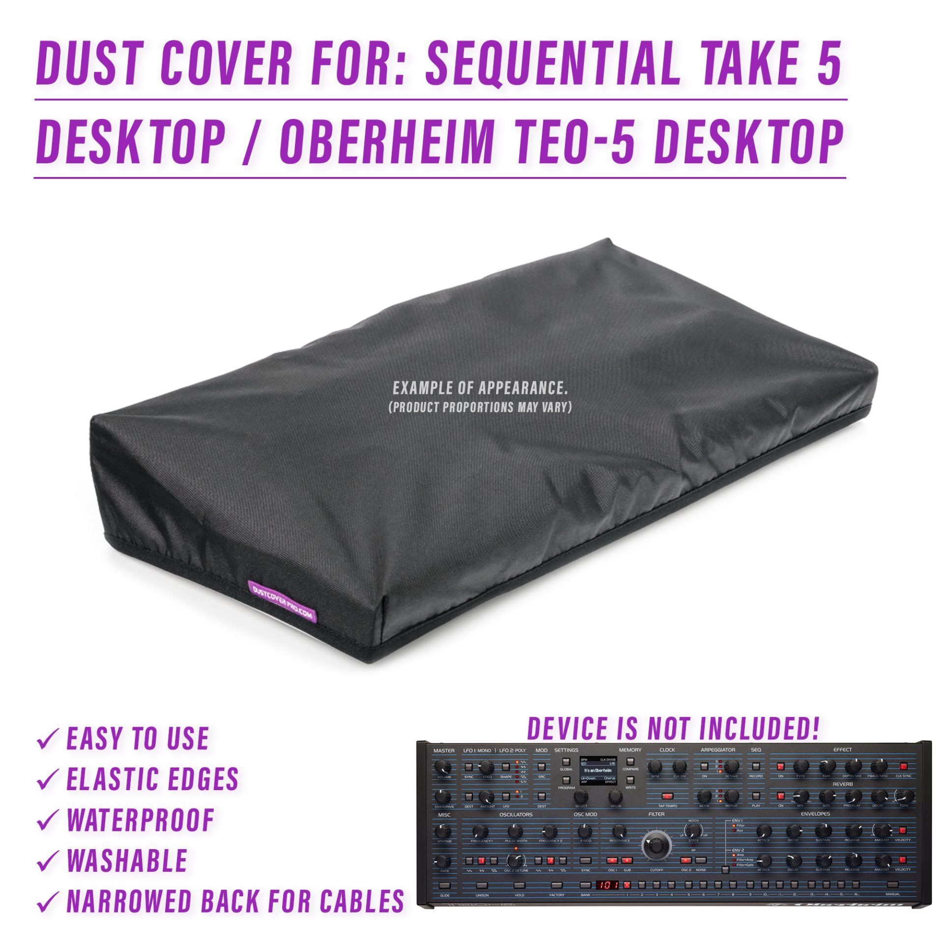 dust cover dustcover dustcoverpro elastic oberheim oberheim teo5 desktop synth synth protection Teo-5 Teo-5 desktop water resistant waterproof Sequential Take 5 Desktop Sequential Take 5 Desktop
