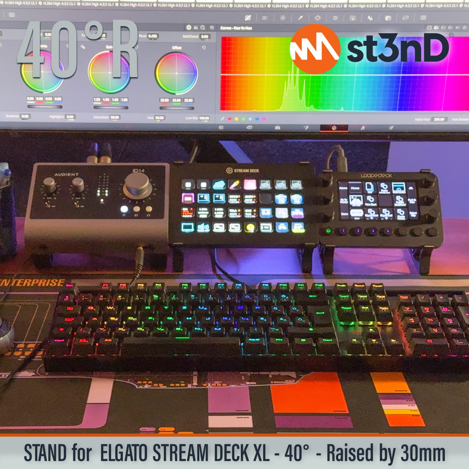photoshop portable powerful interface st3nD stable stand strong sturdy tilted video editing DAW controller Elgato Stream Deck XL customizable controller usb controller Elgato Stream Deck XL Elgato Stream Deck XL