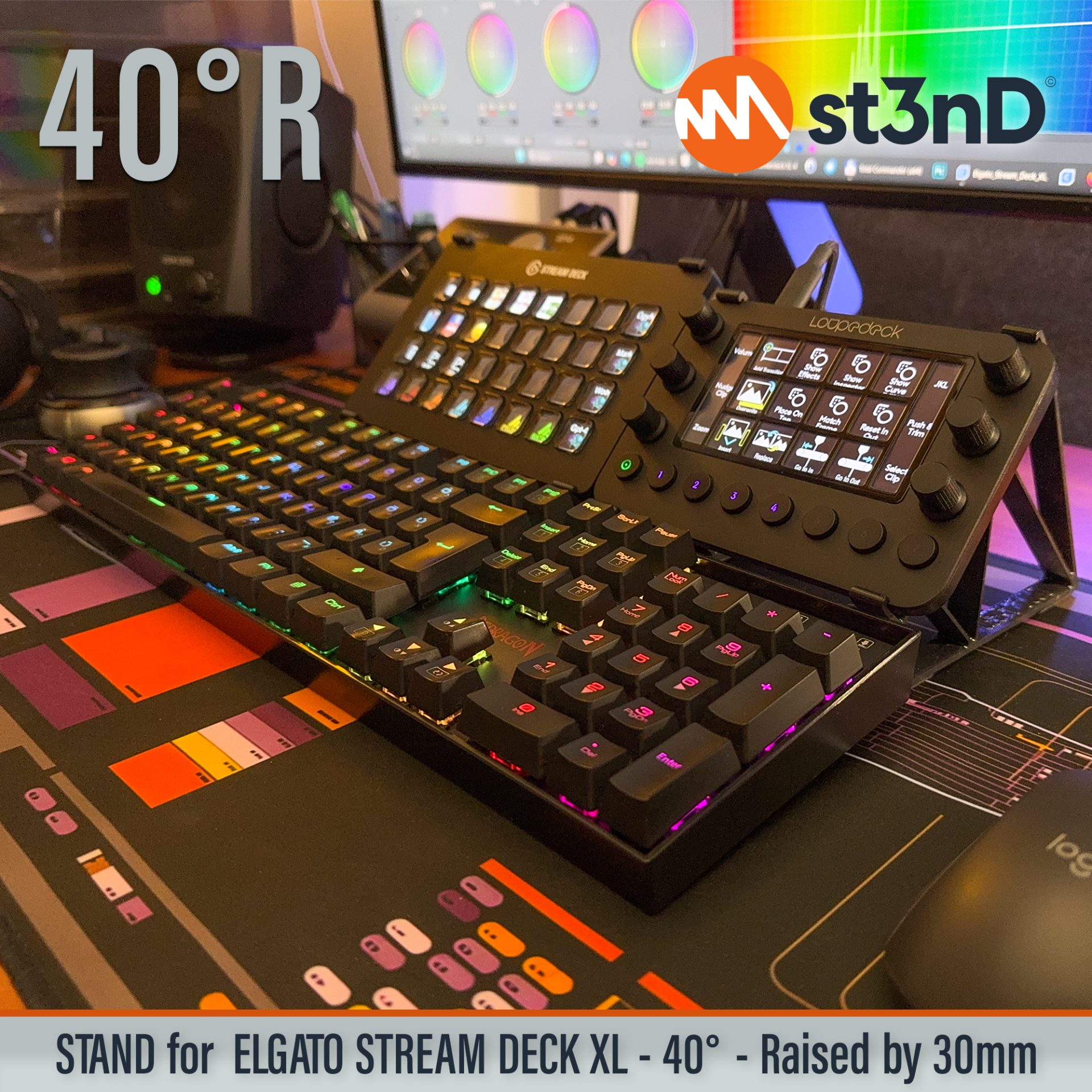photoshop portable powerful interface st3nD stable stand strong sturdy tilted video editing DAW controller Elgato Stream Deck XL customizable controller usb controller Elgato Stream Deck XL Elgato Stream Deck XL
