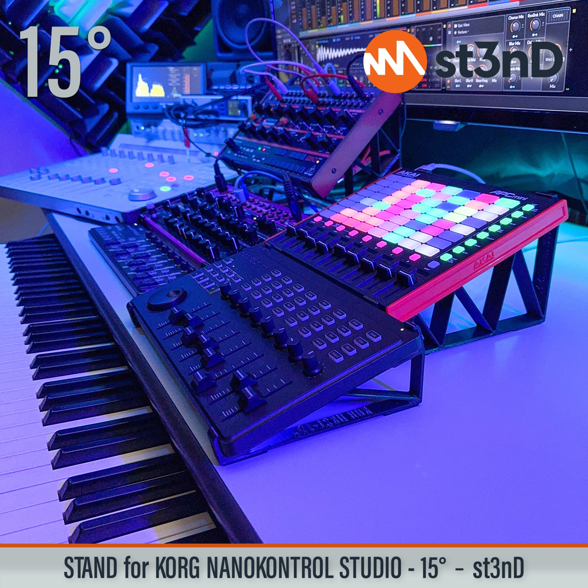 controller instrument accessory korg Korg nanoKONTROL Studio Mobile MIDI Controller nanoKONTROL Studio portable st3nD stable stand strong sturdy synth tilted