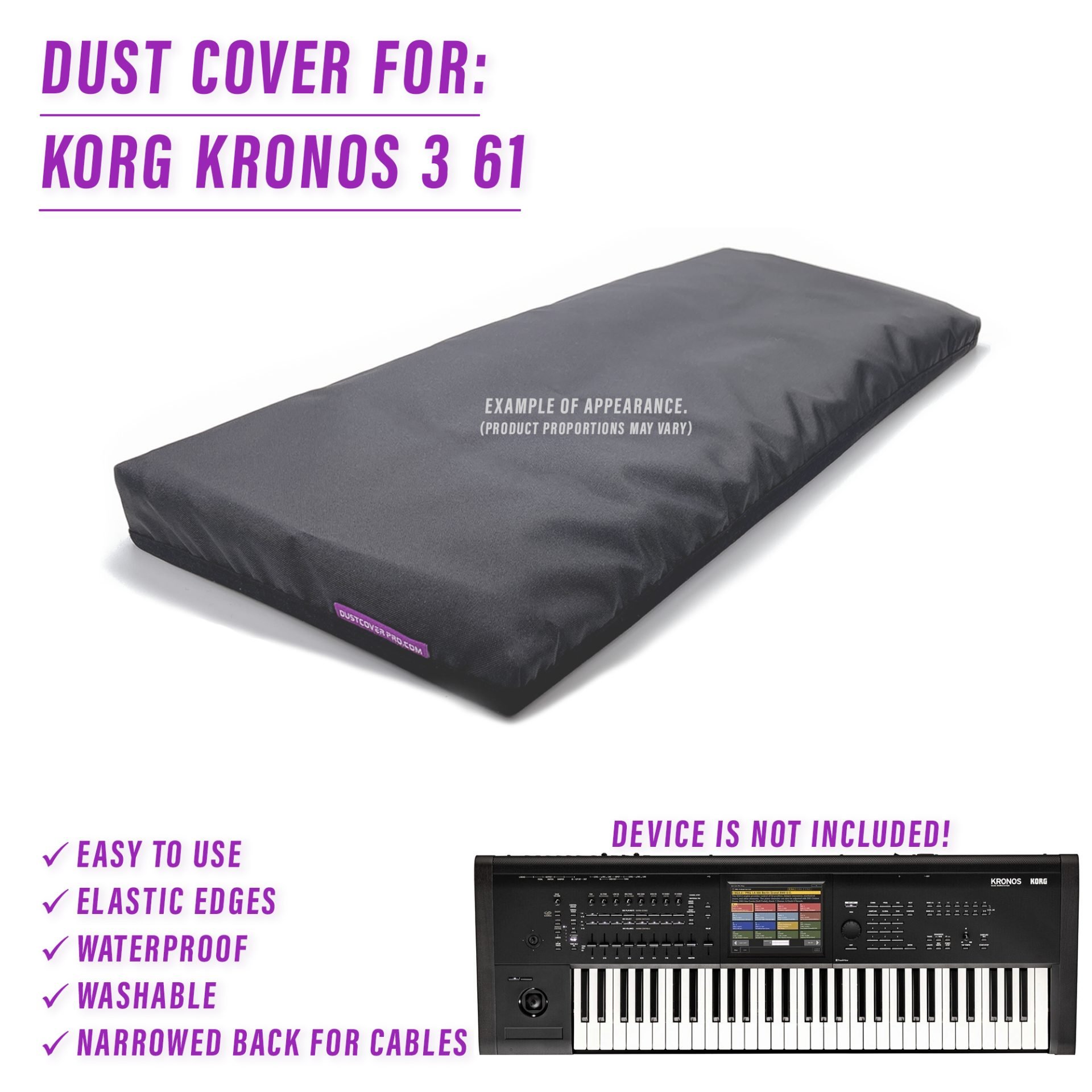 dust cover dustcover dustcoverpro elastic korg synth synth protection water resistant waterproof Korg Kronos 3 61 Korg Kronos 3 61