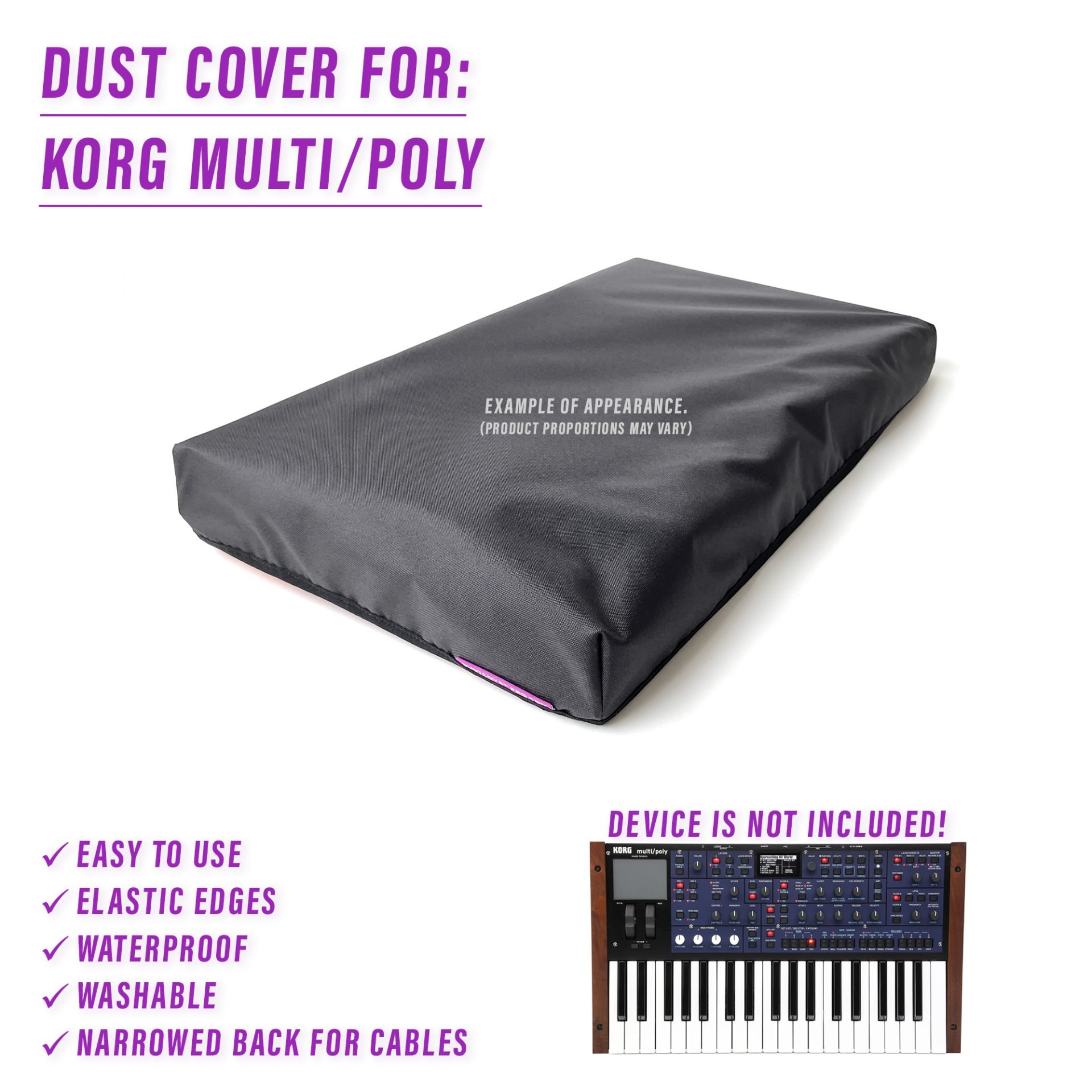 dust cover dustcover dustcoverpro elastic korg synth synth protection water resistant waterproof multi/poly