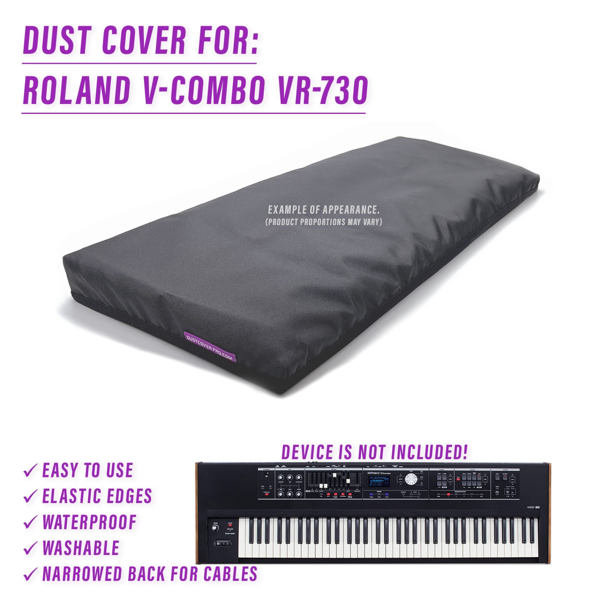 cover dust dustcoverpro elastic roland roland workstation synth synth protection water resistant v-combo vr-730