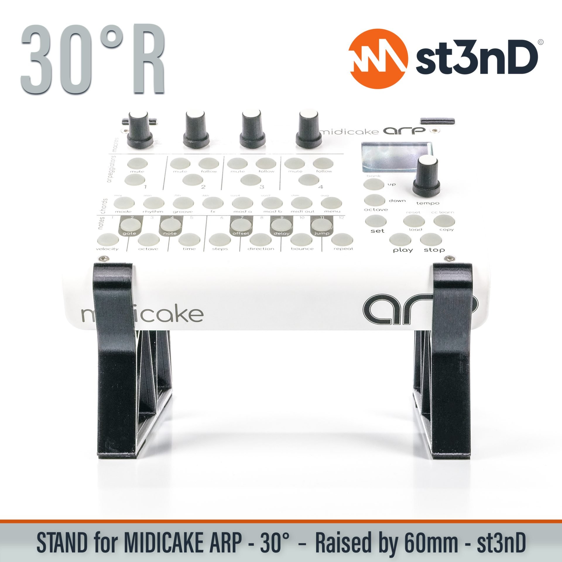 MIDI arpeggiator and sequencer midi sequencer MIDICAKE MIDICAKE ARP portable st3nD stable stand strong sturdy tilted