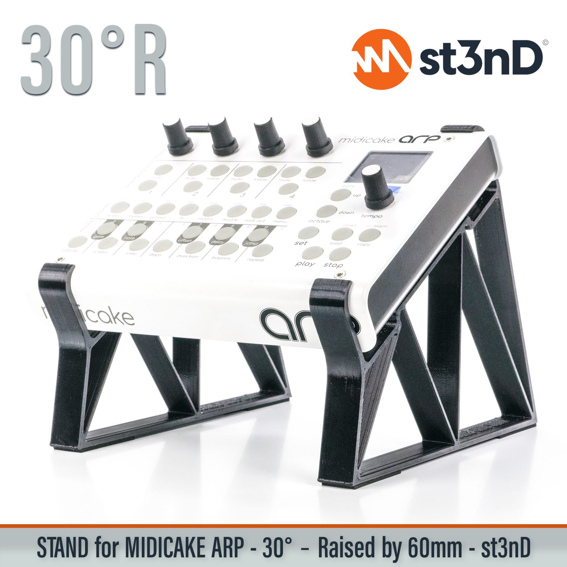 MIDI arpeggiator and sequencer midi sequencer MIDICAKE MIDICAKE ARP portable st3nD stable stand strong sturdy tilted