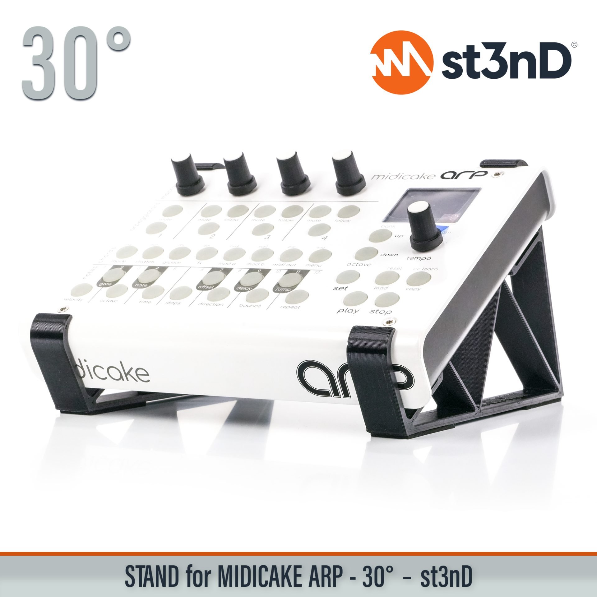 MIDI arpeggiator and sequencer midi sequencer MIDICAKE MIDICAKE ARP portable st3nD stable stand strong sturdy tilted