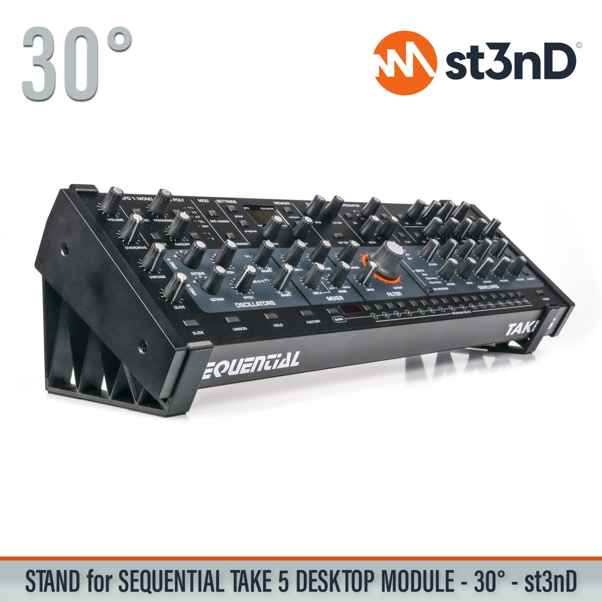 DAVE SMITH INSTRUMENTS desktop synth home studio music portable SEQUENTIAL SEQUENTIAL TAKE 5 DESKTOP MODULE st3nD stable stand strong sturdy TAKE 5 DESKTOP MODULE tilted