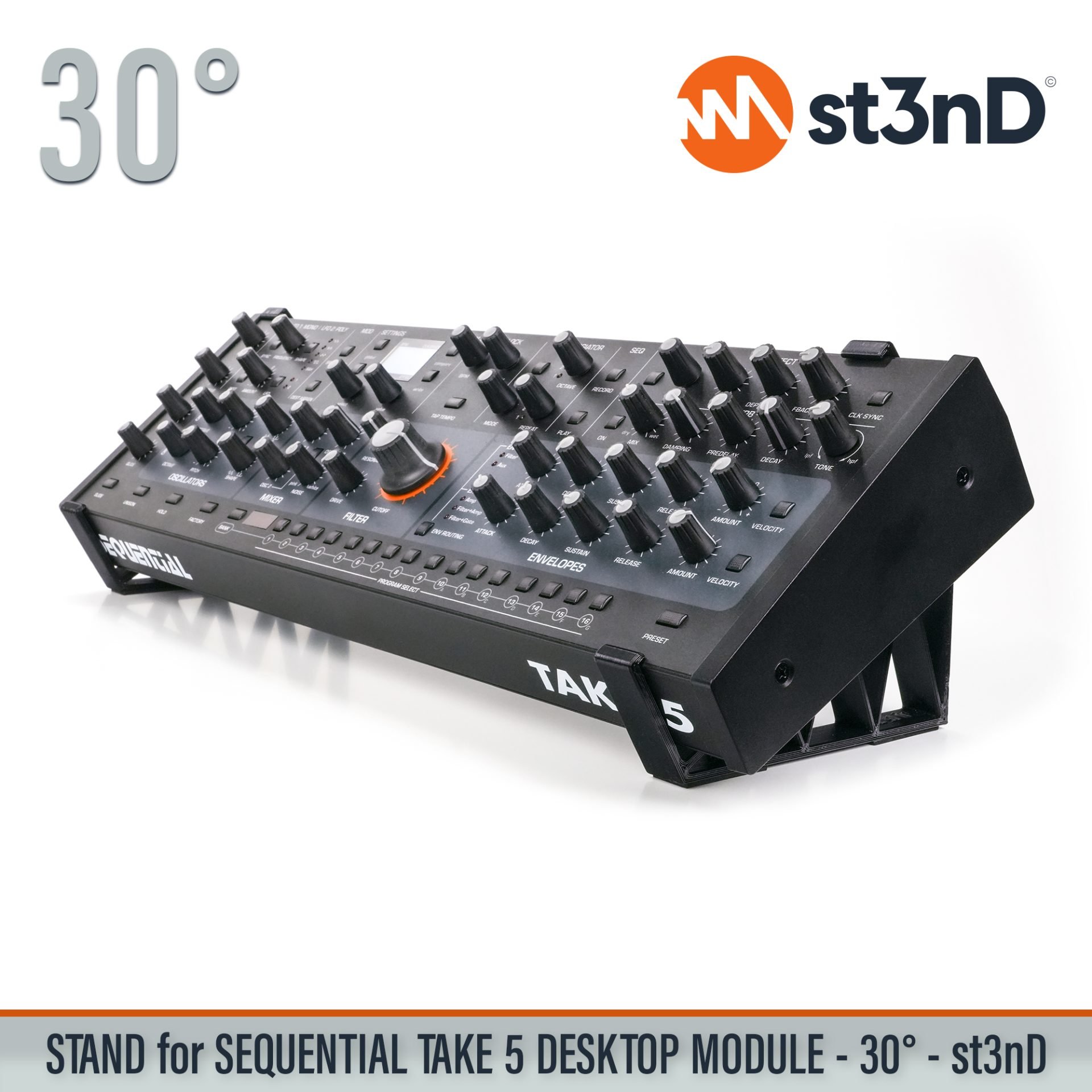 DAVE SMITH INSTRUMENTS desktop synth home studio music portable SEQUENTIAL SEQUENTIAL TAKE 5 DESKTOP MODULE st3nD stable stand strong sturdy TAKE 5 DESKTOP MODULE tilted