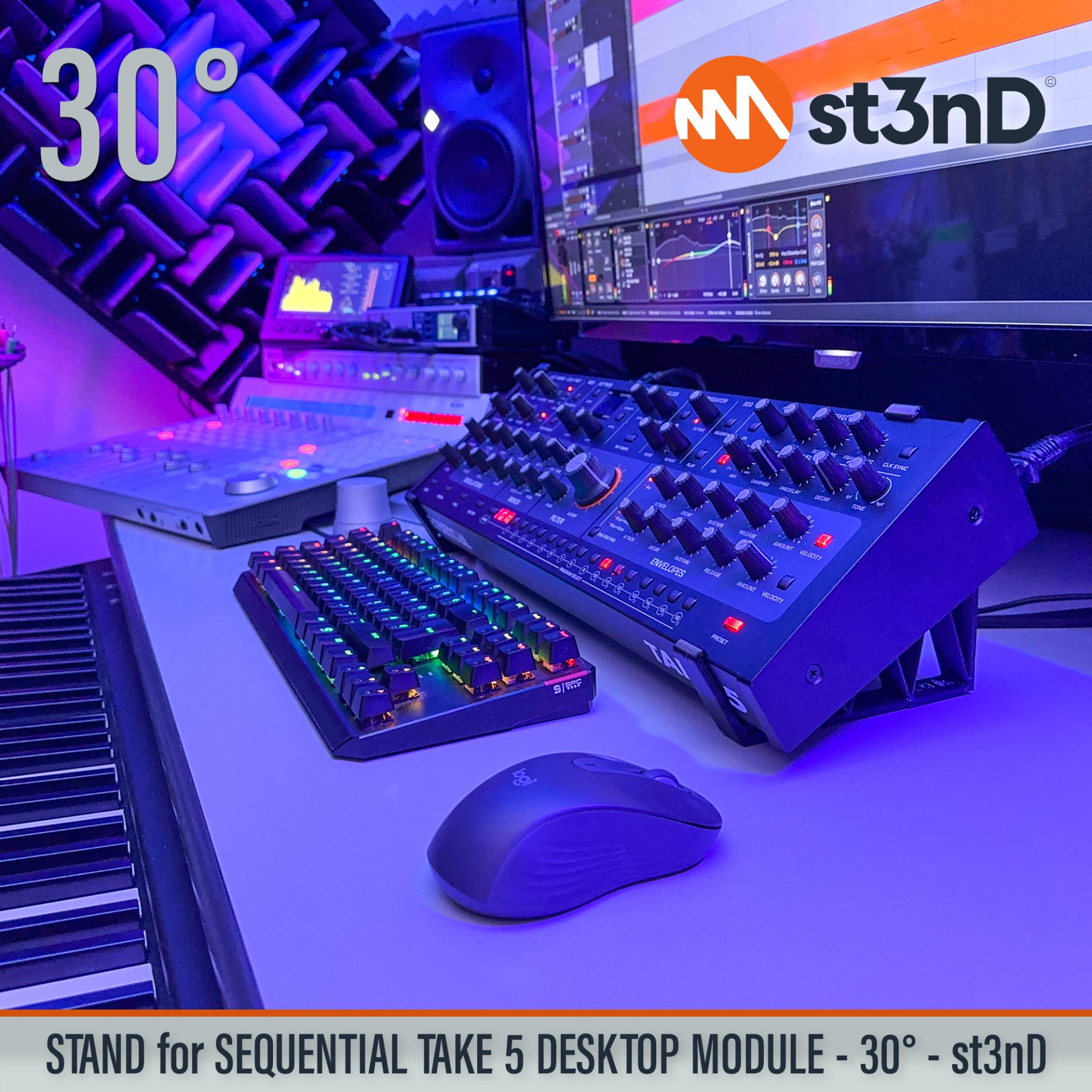 DAVE SMITH INSTRUMENTS desktop synth home studio music portable SEQUENTIAL SEQUENTIAL TAKE 5 DESKTOP MODULE st3nD stable stand strong sturdy TAKE 5 DESKTOP MODULE tilted