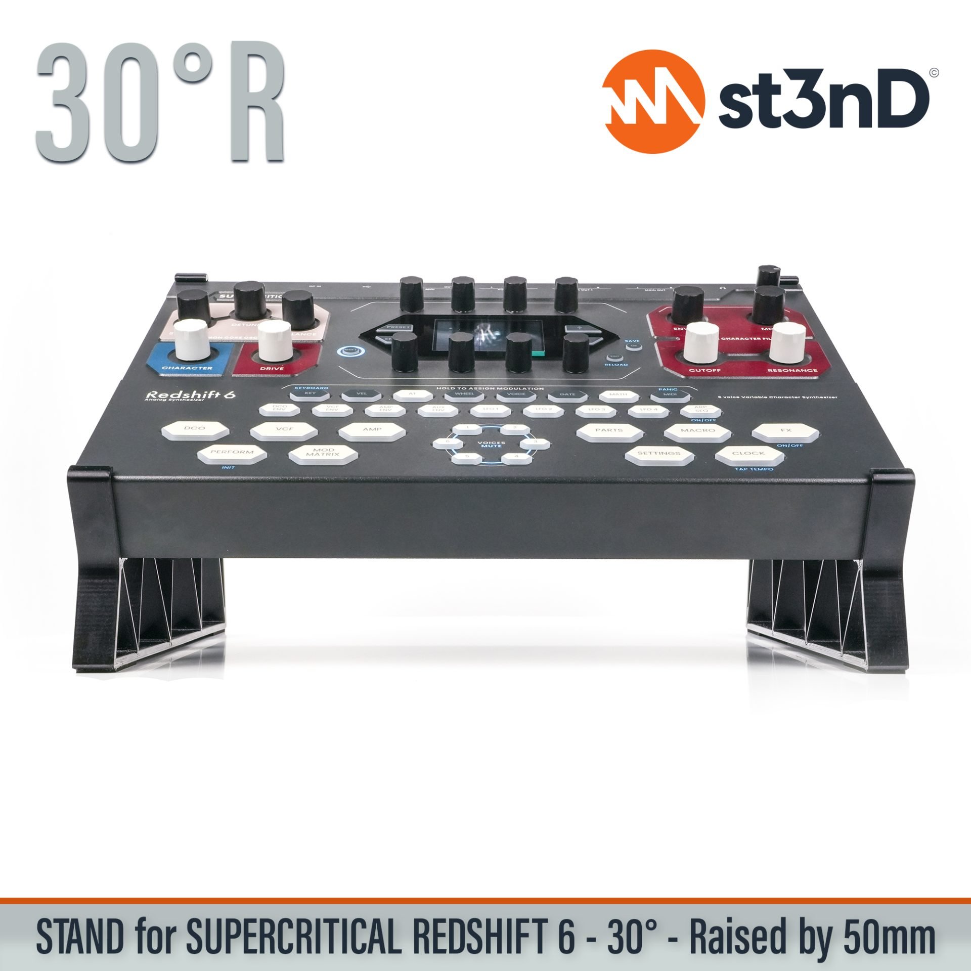 analog synth portable REDSHIFT 6 analog synth st3nD stable stand strong sturdy SUPERCRITICAL SUPERCRITICAL REDSHIFT 6 analog synth tilted