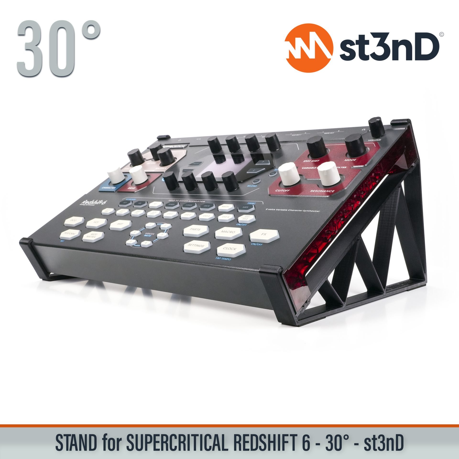 analog synth portable REDSHIFT 6 analog synth st3nD stable stand strong sturdy SUPERCRITICAL SUPERCRITICAL REDSHIFT 6 analog synth tilted
