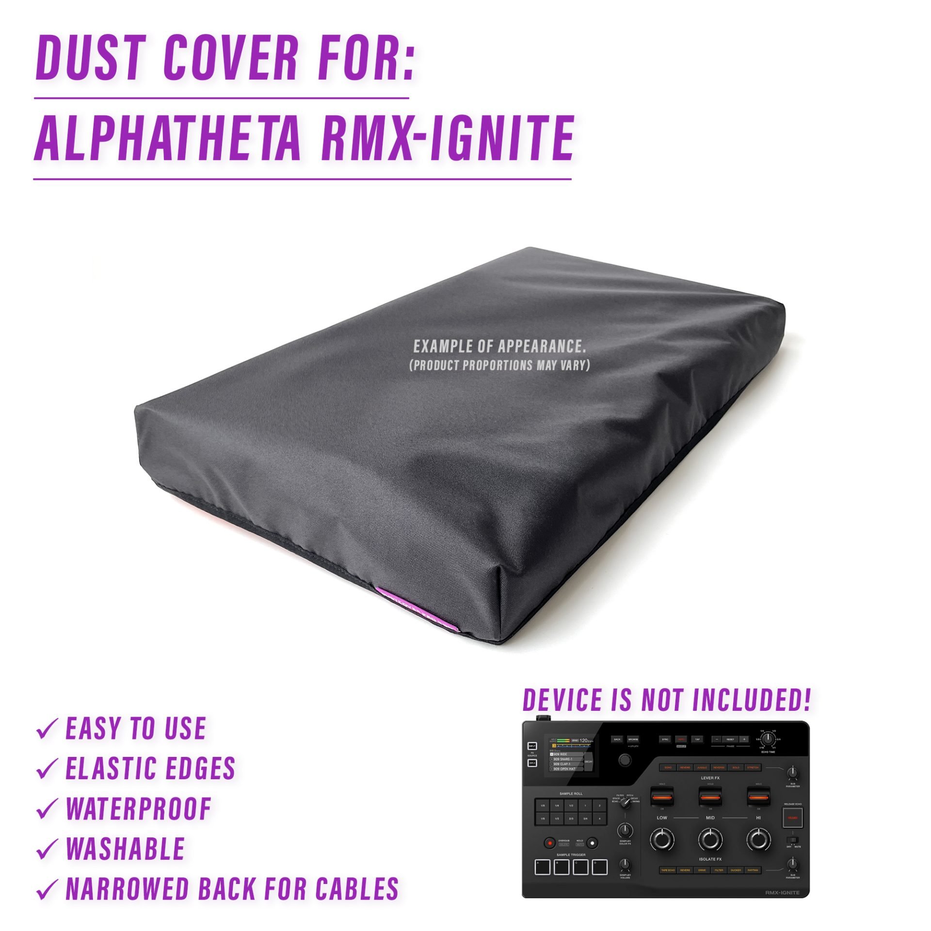 AlphaTheta dust cover dustcover dustcoverpro elastic PIONEER synth synth protection water resistant waterproof RMX-Ignite