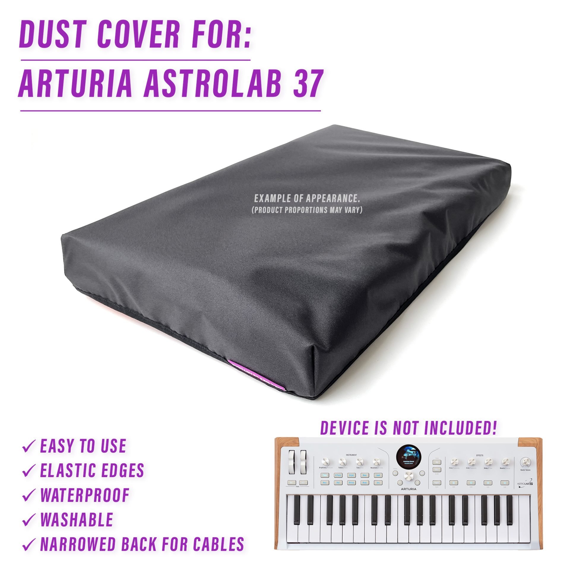 arturia dust cover dustcover dustcoverpro elastic synth synth protection water resistant waterproof astrolab 37
