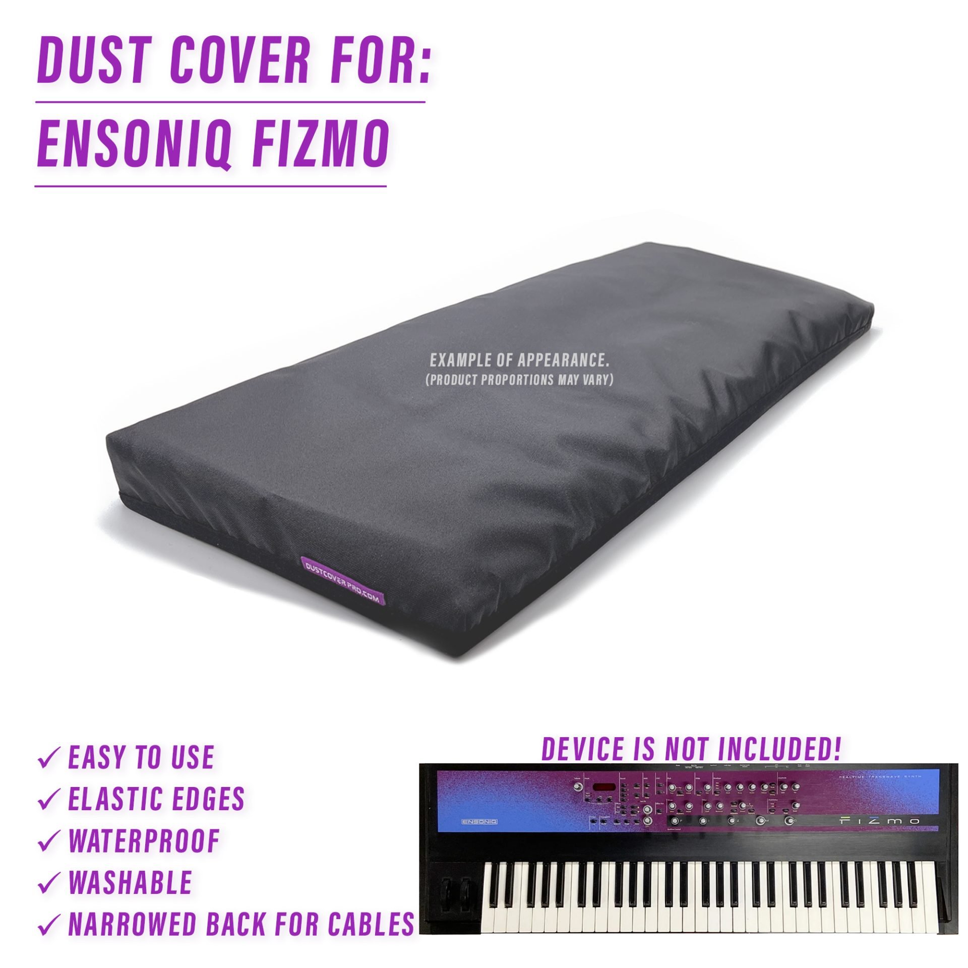 dust cover dustcover dustcoverpro elastic Ensoniq synth synth protection water resistant waterproof Fizmo ensoniq fizmo