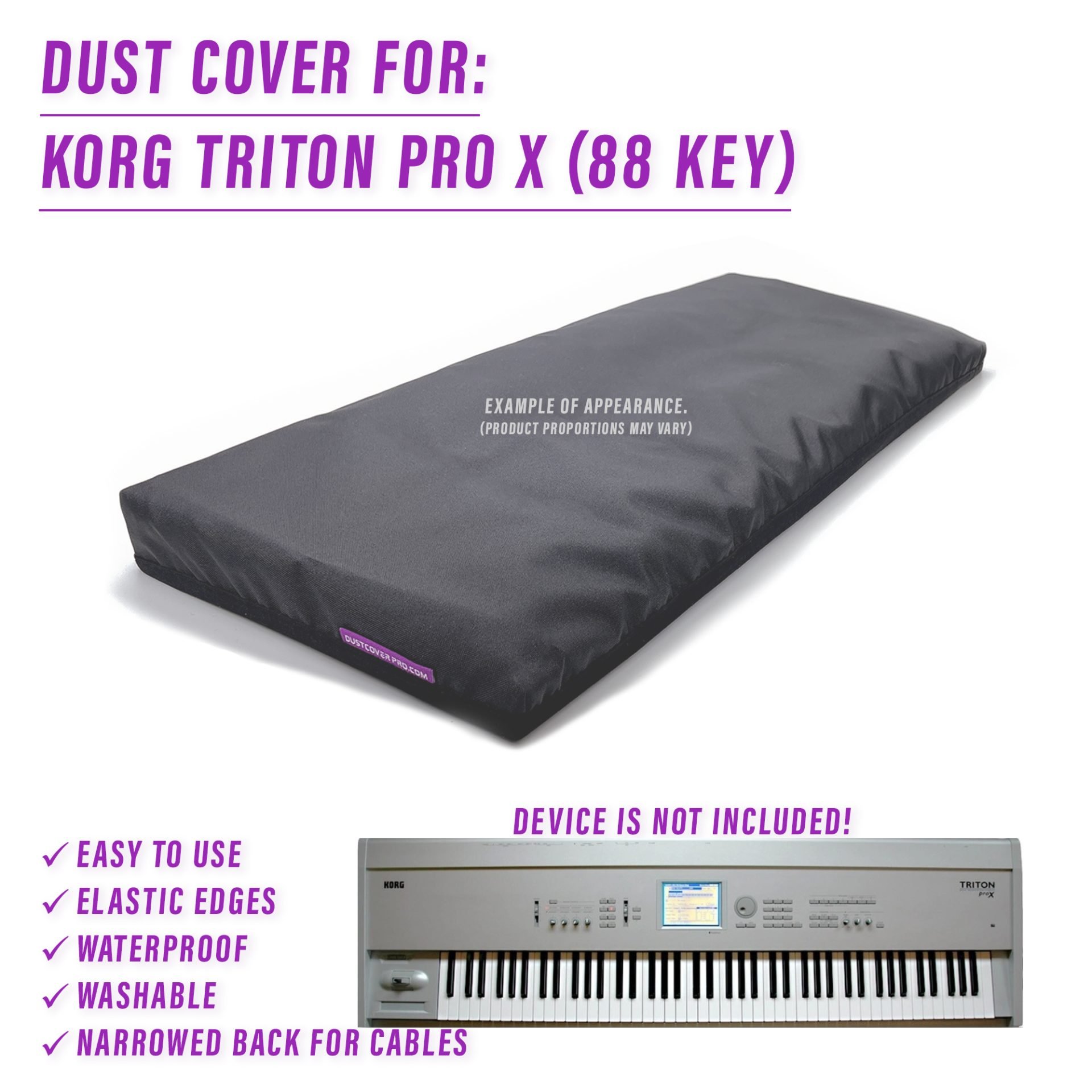 dust cover dustcover dustcoverpro elastic korg synth synth protection water resistant waterproof korg triton triton pro x 88