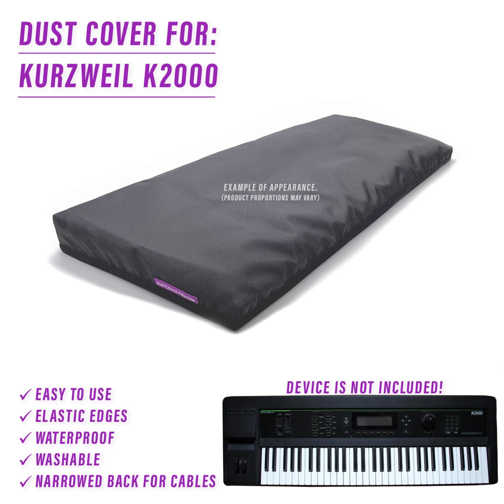 dcp dust cover dustcover dustcoverpro elastic kurzweil synth protection waterproof kurzweil K2000 K2000