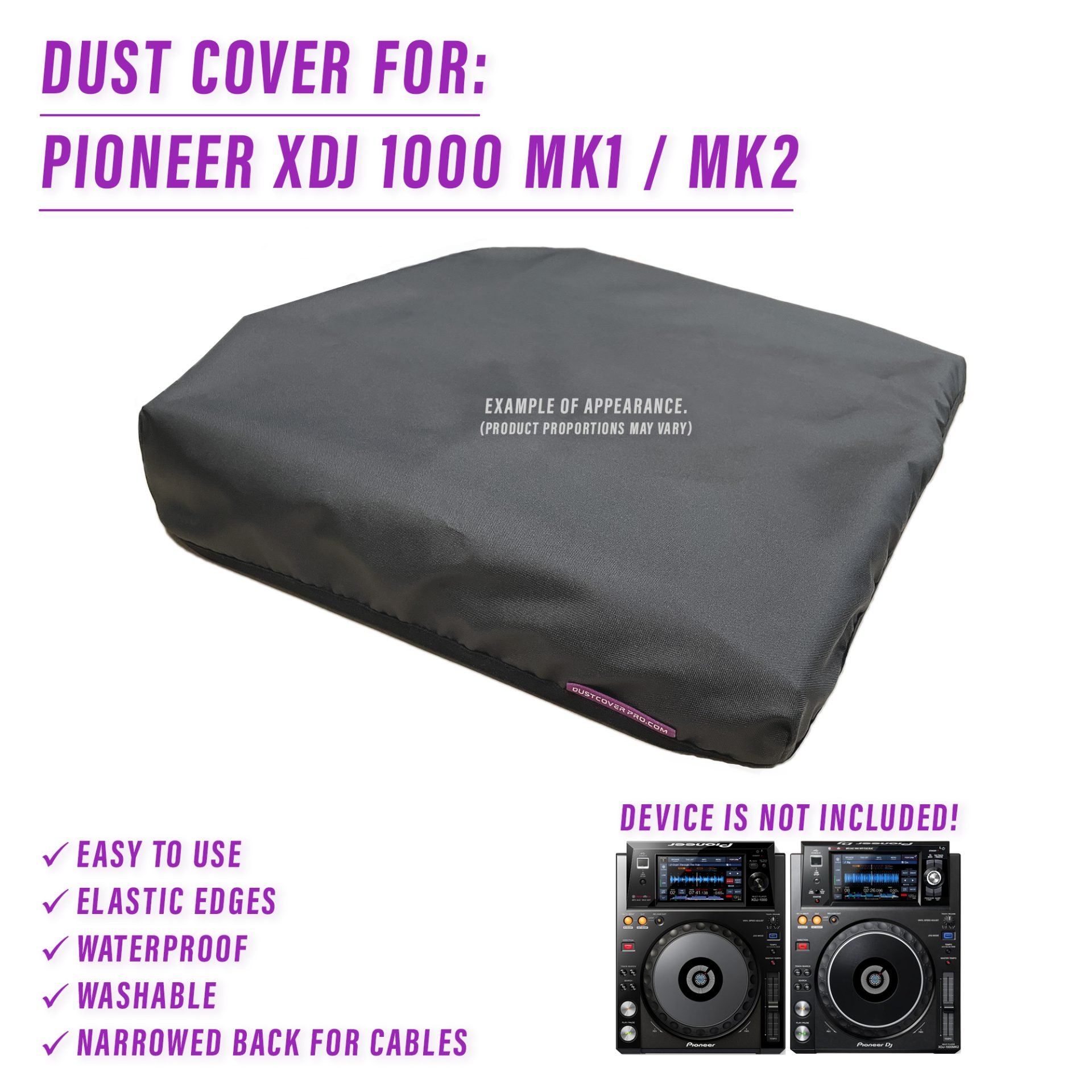 dust cover dustcover dustcoverpro elastic Pioneer DJ synth synth protection water resistant waterproof XDJ 1000 mk1 mk2 pioneer xdj 1000