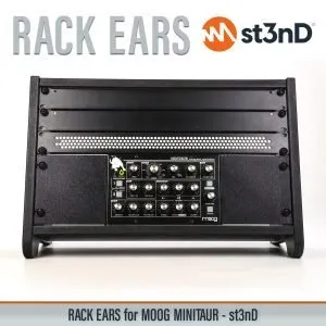 3D printed rack ears, controller, custom fit rack brackets, custom rack ears, Moog synths, portable, rack ears, rack mount brackets, st3nD, stable, strong, studio accessory, studio gear accessories, studio rack mount ears, sturdy, synth rack ears, MOOG Minitaur, Moog Bass Synth