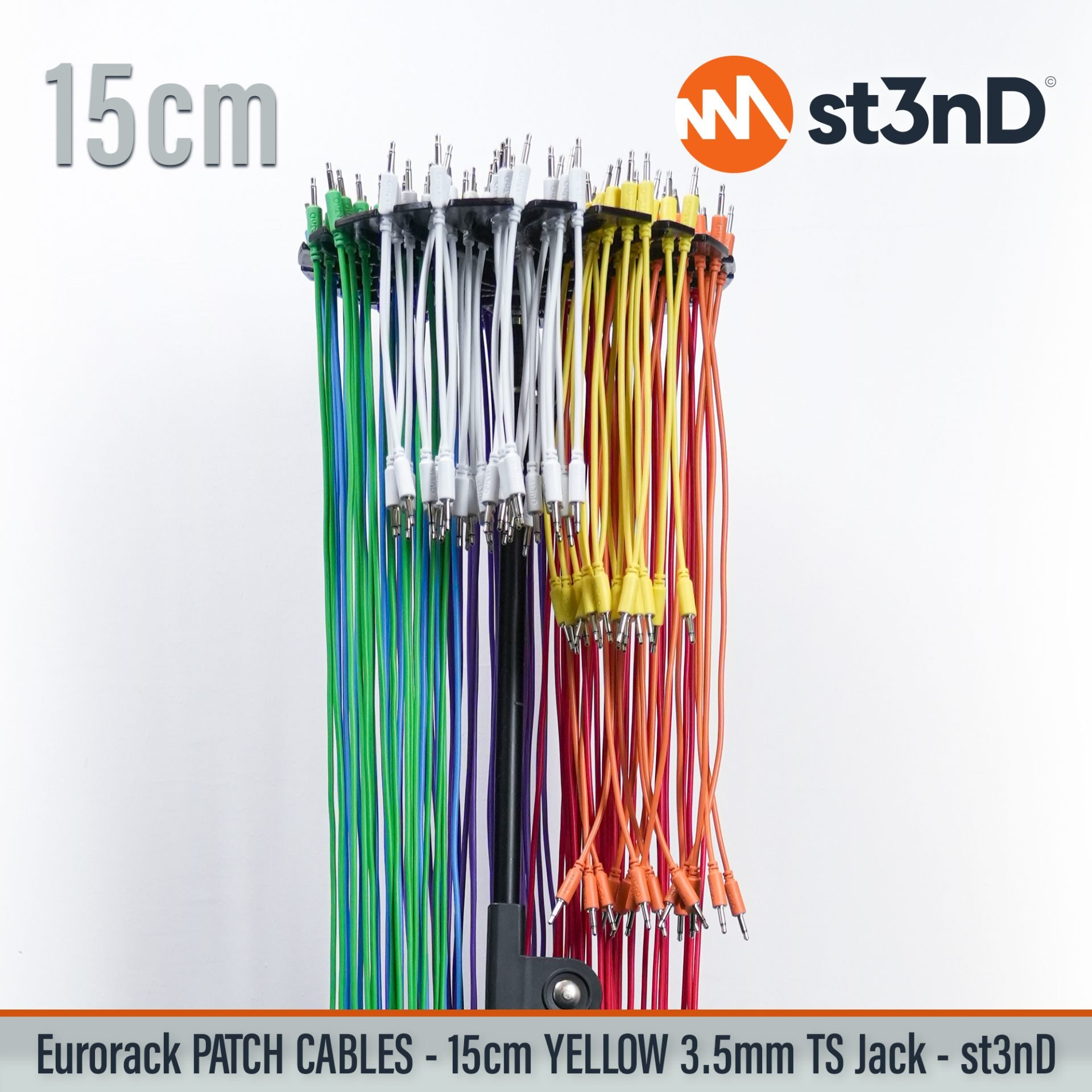 modular eurorack patch cable 3.5mm mono jack 15cm long yellow color eurorack cable holder semimodular modular patch cable pvc patch cable short patch cable synth accessory