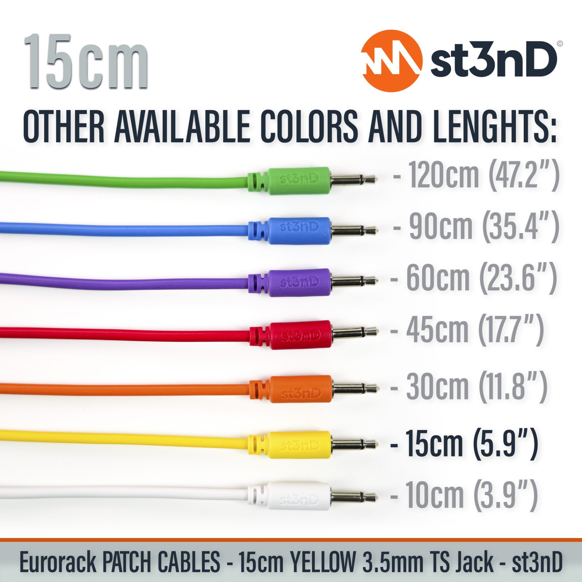 modular eurorack patch cable 3.5mm mono jack 15cm long yellow color eurorack cable holder semimodular modular patch cable pvc patch cable short patch cable synth accessory
