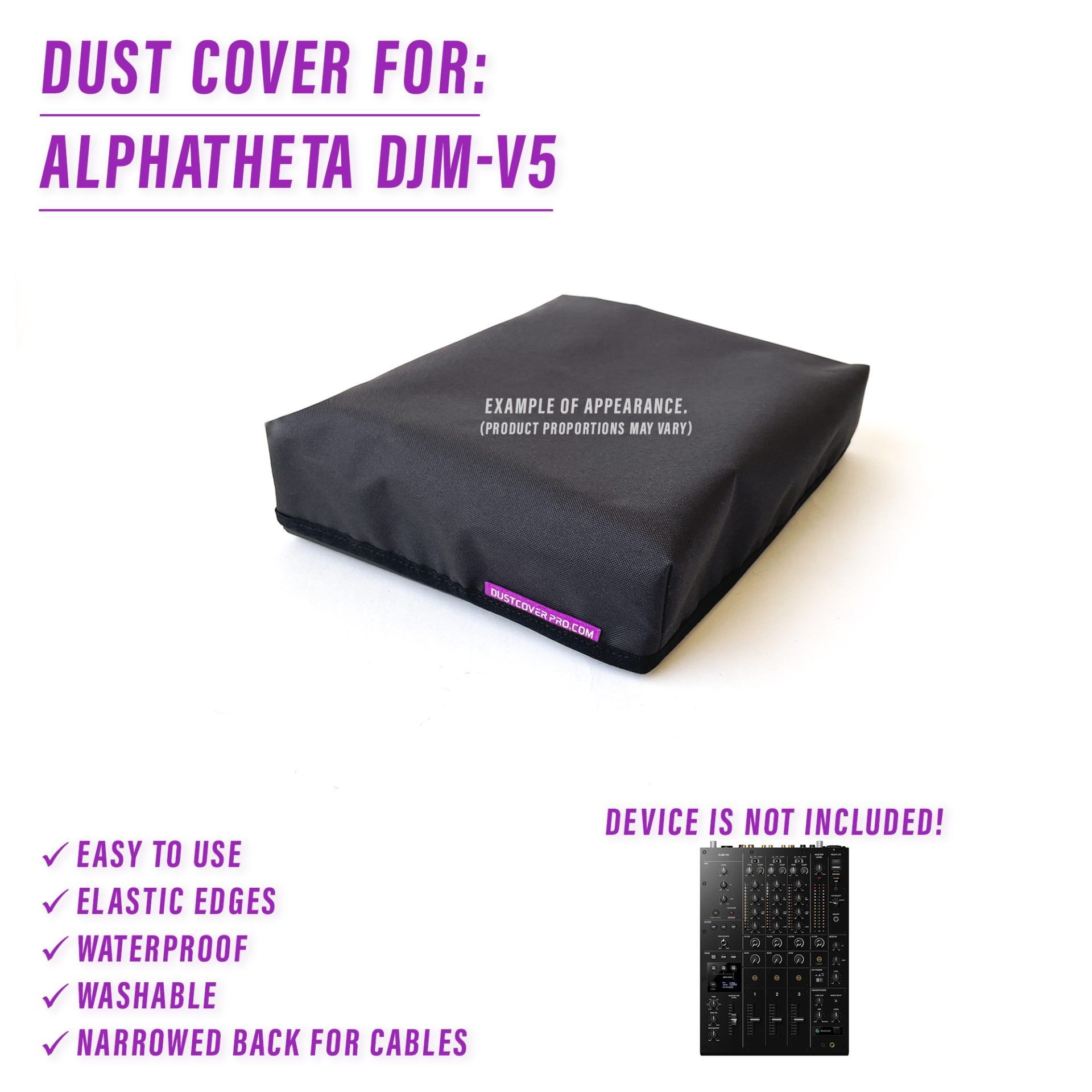AlphaTheta dj accessory dust cover dustcover dustcoverpro elastic synth protection water resistant waterproof djm-v5